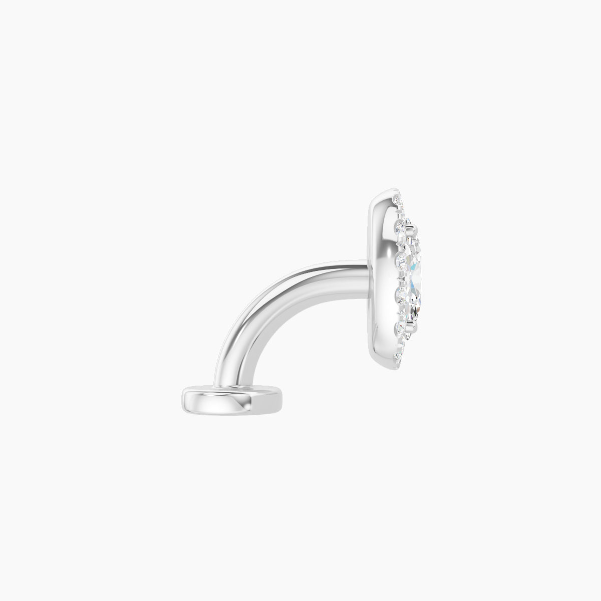 Eirene | 18k White Gold 7.5 mm 6 mm Halo Oval Diamond Floating Navel Piercing
