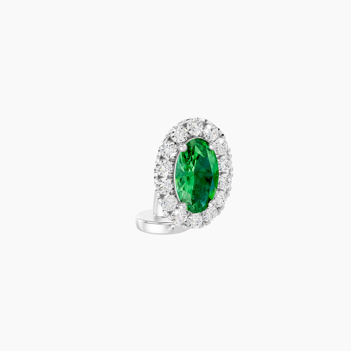 Eirene | 18k White Gold 6 mm 7.5 mm Halo Oval Emerald & Diamond Floating Navel Piercing