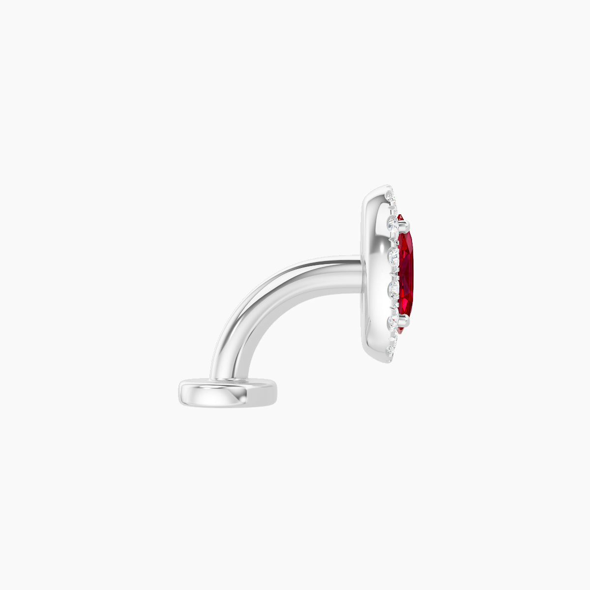 Eirene | 18k White Gold 6 mm 7.5 mm Halo Oval Ruby & Diamond Floating Navel Piercing
