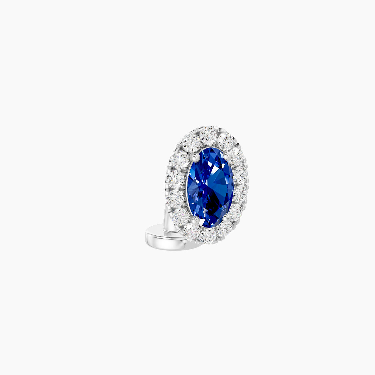 Eirene | 18k White Gold 6 mm 7.5 mm Halo Oval Sapphire & Diamond Floating Navel Piercing