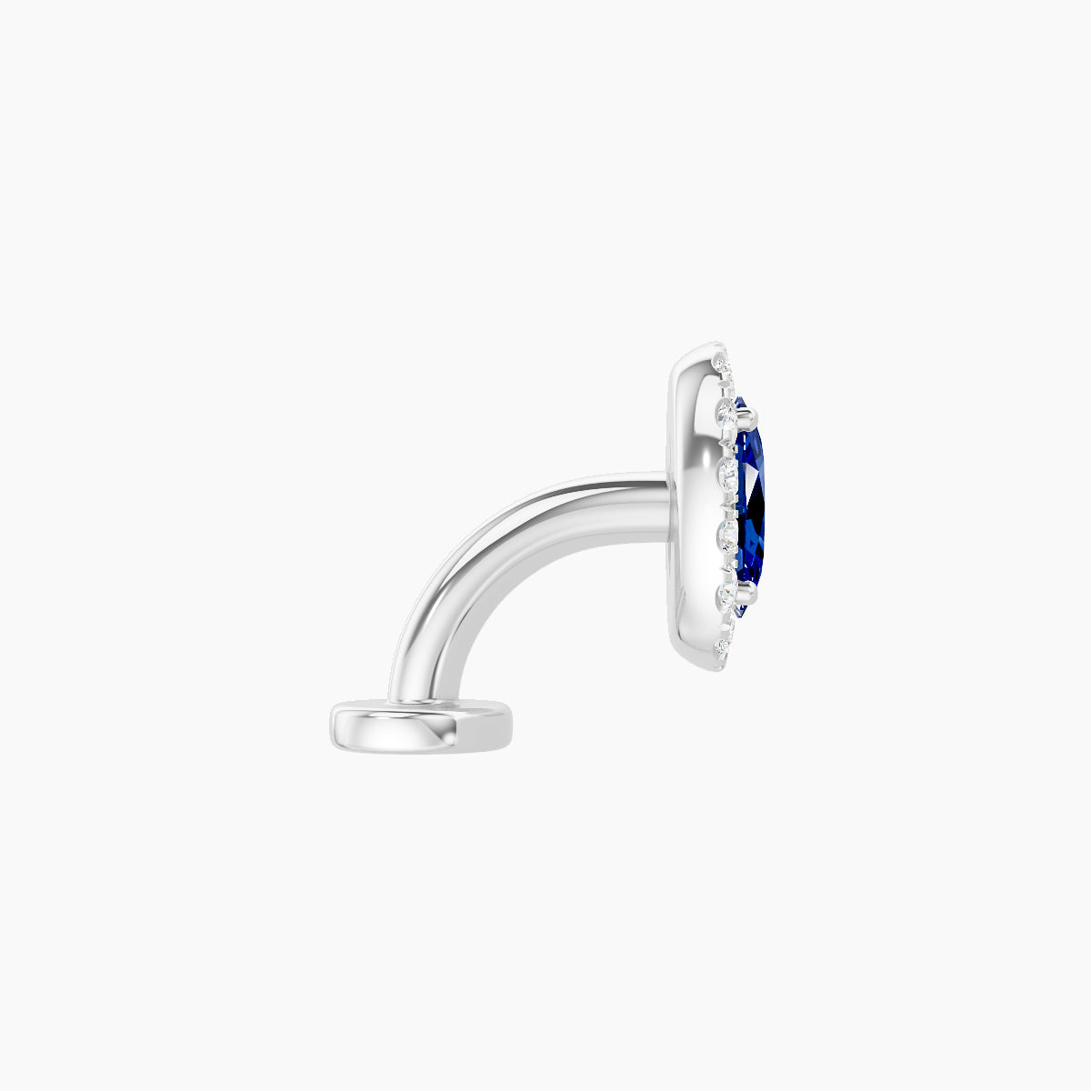 Eirene | 18k White Gold 6 mm 7.5 mm Halo Oval Sapphire & Diamond Floating Navel Piercing