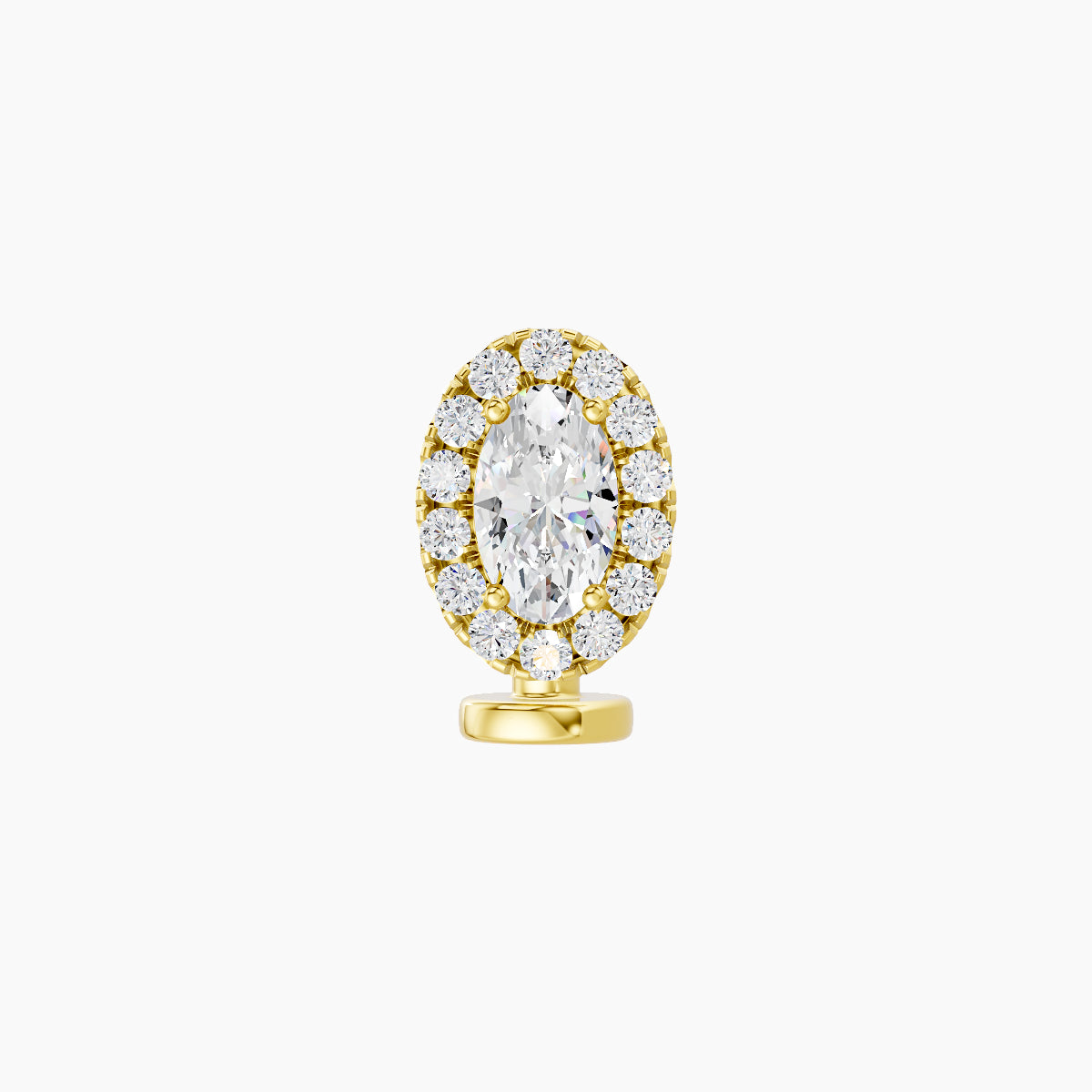 Eirene | 18k Yellow Gold 7.5 mm 6 mm Halo Oval Diamond Floating Navel Piercing