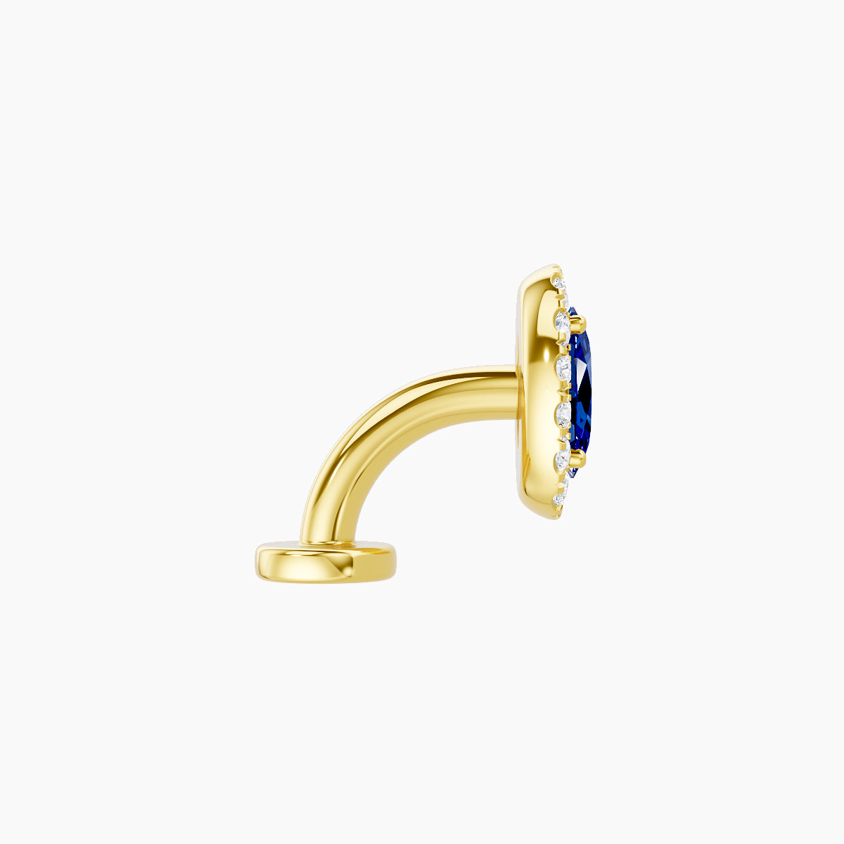 Eirene | 18k Yellow Gold 6 mm 7.5 mm Halo Oval Sapphire & Diamond Floating Navel Piercing