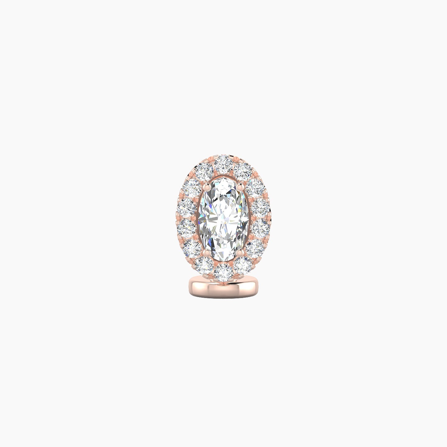 Eirene | 18k Rose Gold 7.5 mm 6 mm Halo Oval Diamond Floating Navel Piercing