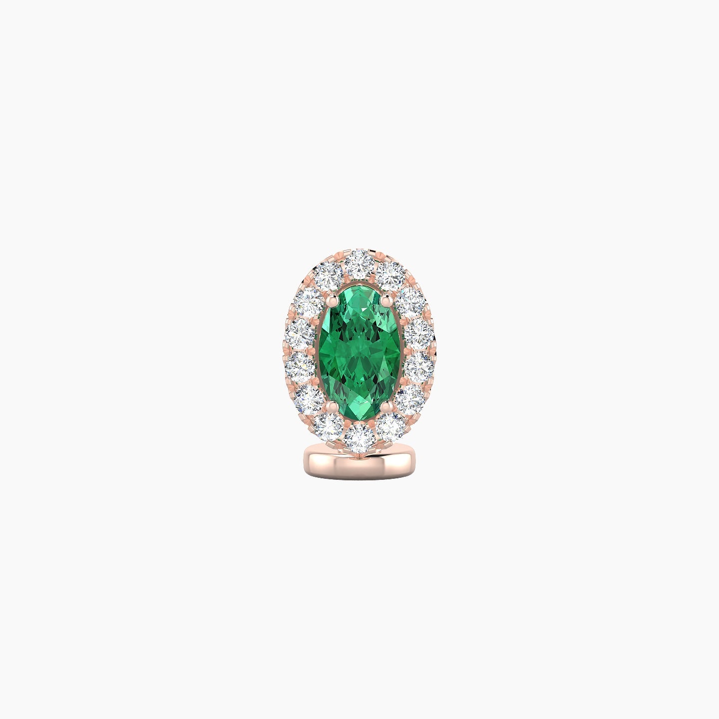 Eirene | 18k Rose Gold 6 mm 7.5 mm Halo Oval Emerald & Diamond Floating Navel Piercing