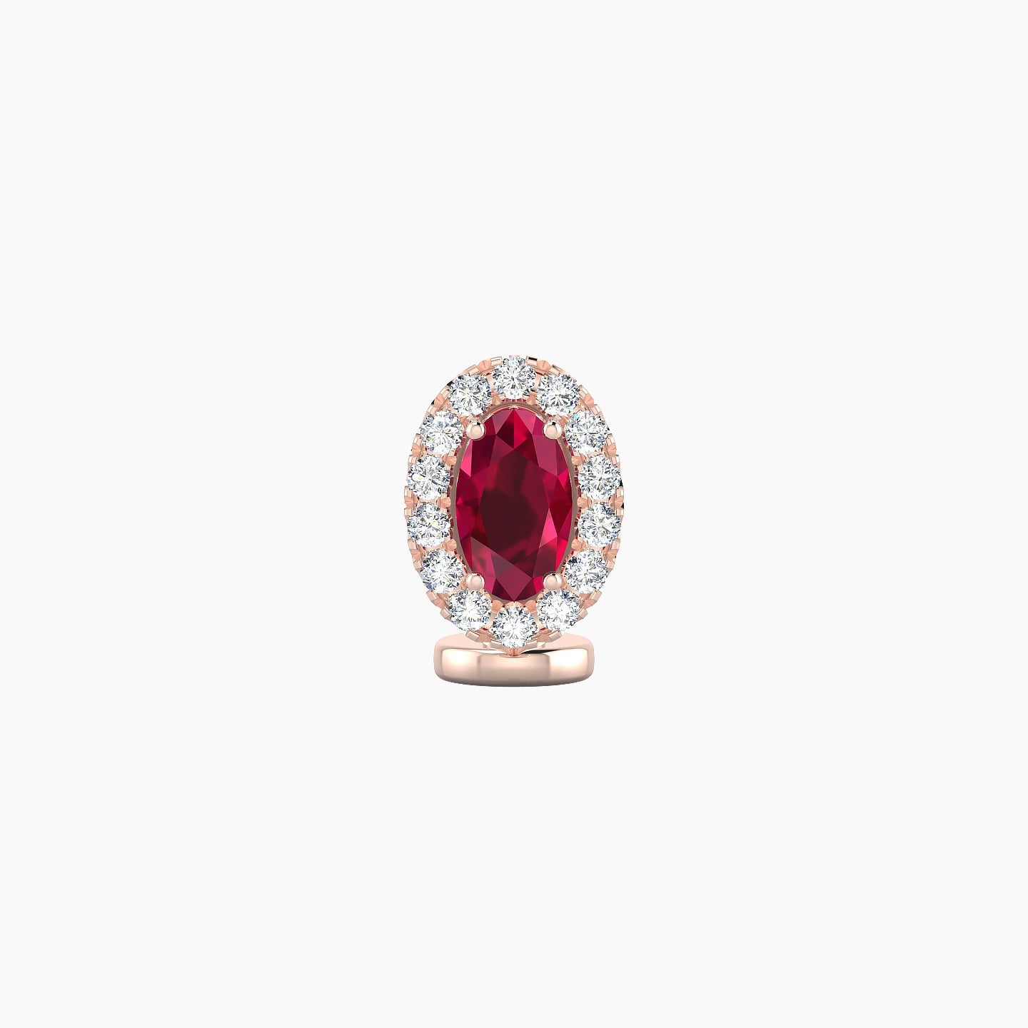 Eirene | 18k Rose Gold 6 mm 7.5 mm Halo Oval Ruby & Diamond Floating Navel Piercing