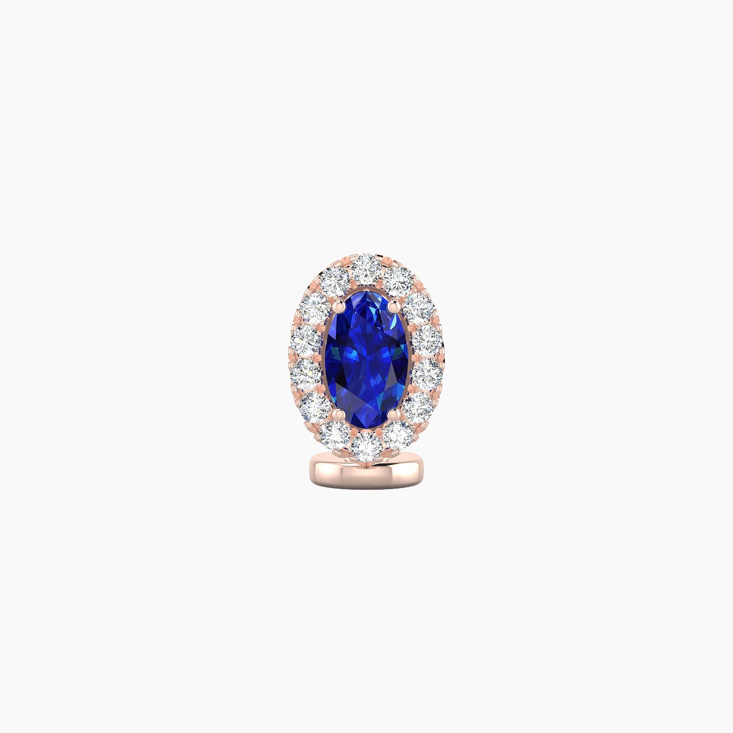 Eirene | 18k Rose Gold 6 mm 7.5 mm Halo Oval Sapphire & Diamond Floating Navel Piercing