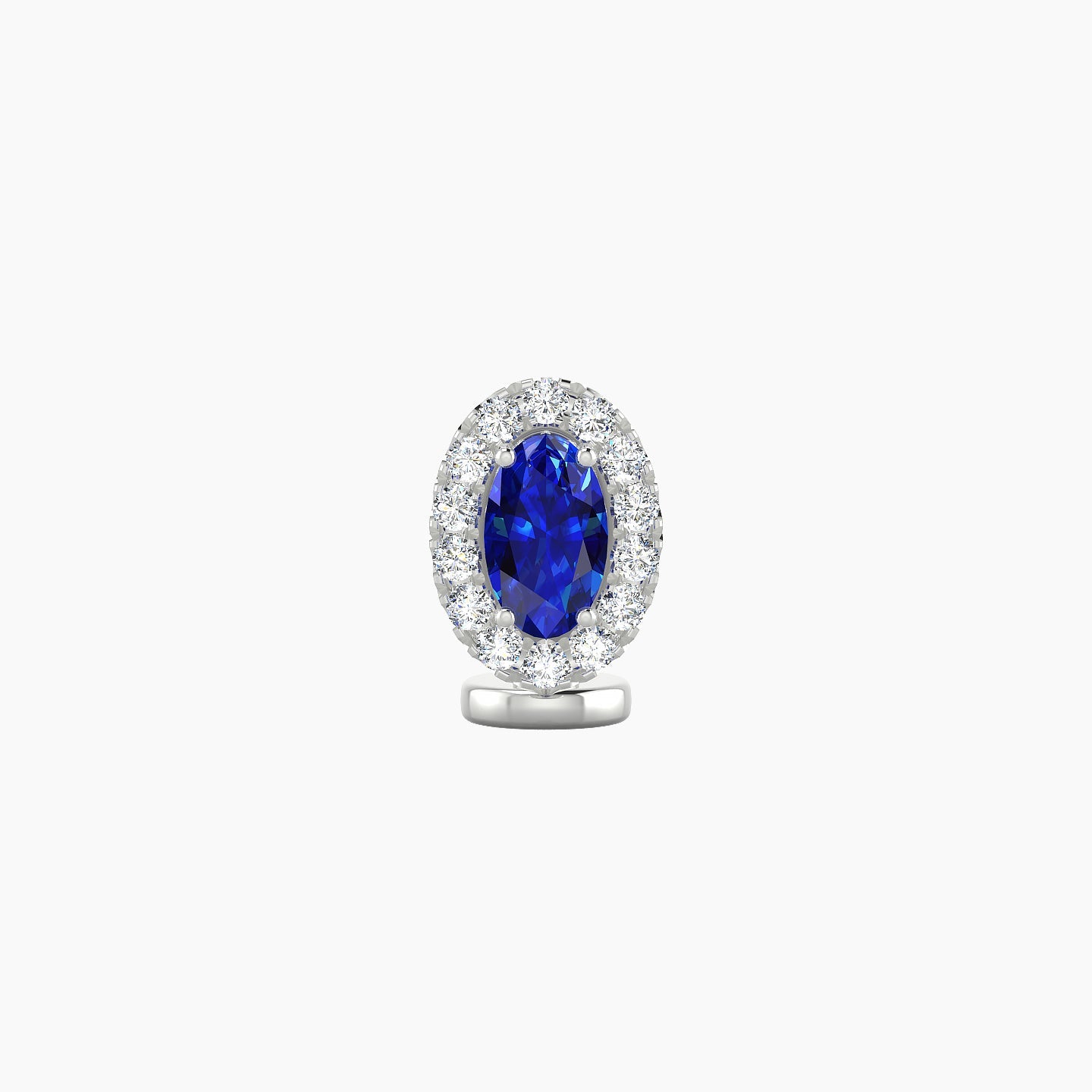 Eirene | 18k White Gold 6 mm 7.5 mm Halo Oval Sapphire & Diamond Floating Navel Piercing
