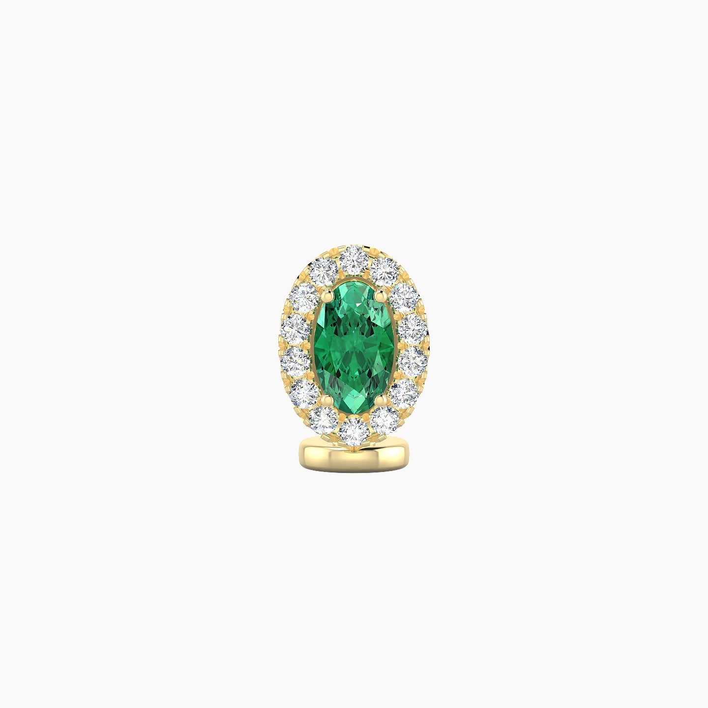 Eirene | 18k Yellow Gold 6 mm 7.5 mm Halo Oval Emerald & Diamond Floating Navel Piercing