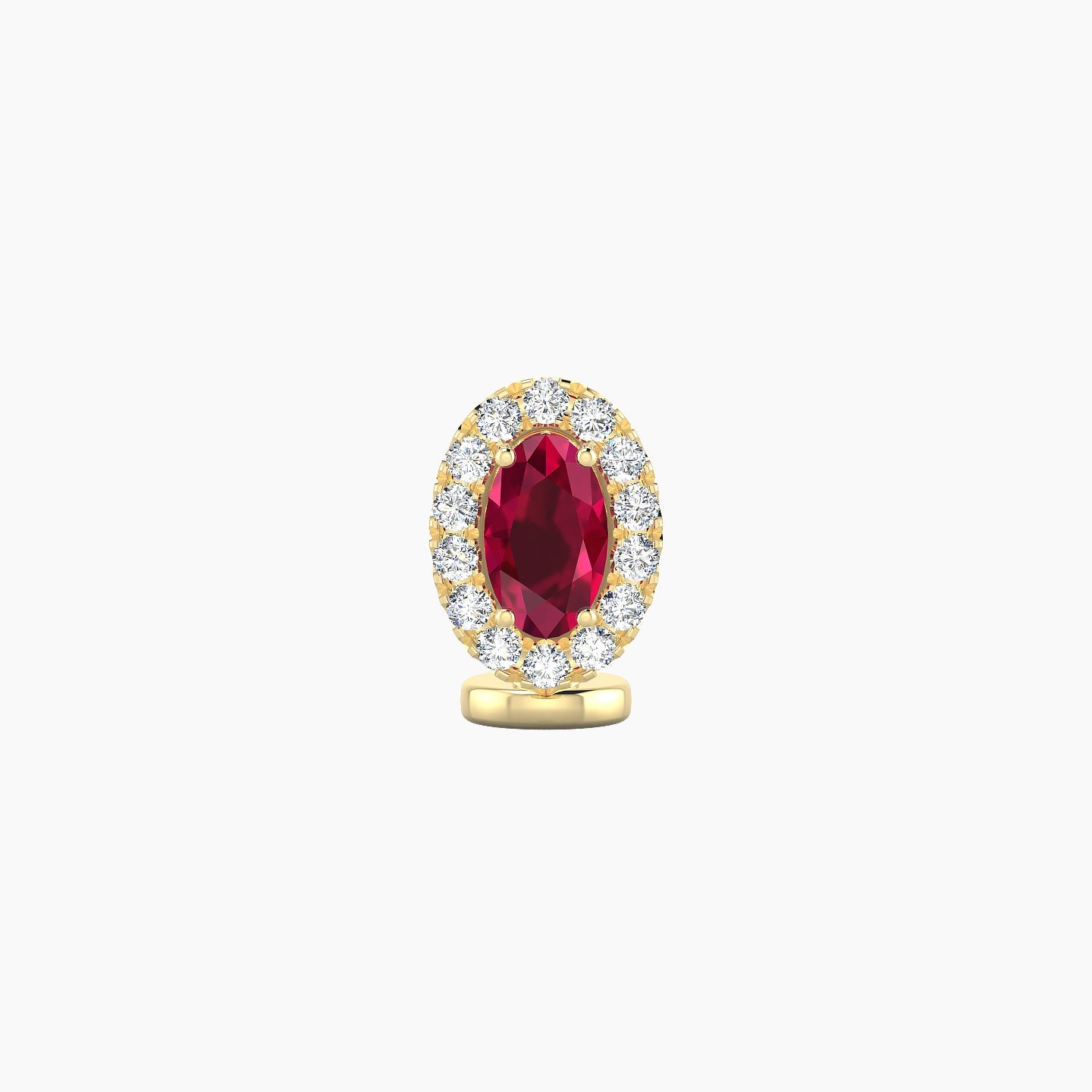 Eirene | 18k Yellow Gold 6 mm 7.5 mm Halo Oval Ruby & Diamond Floating Navel Piercing