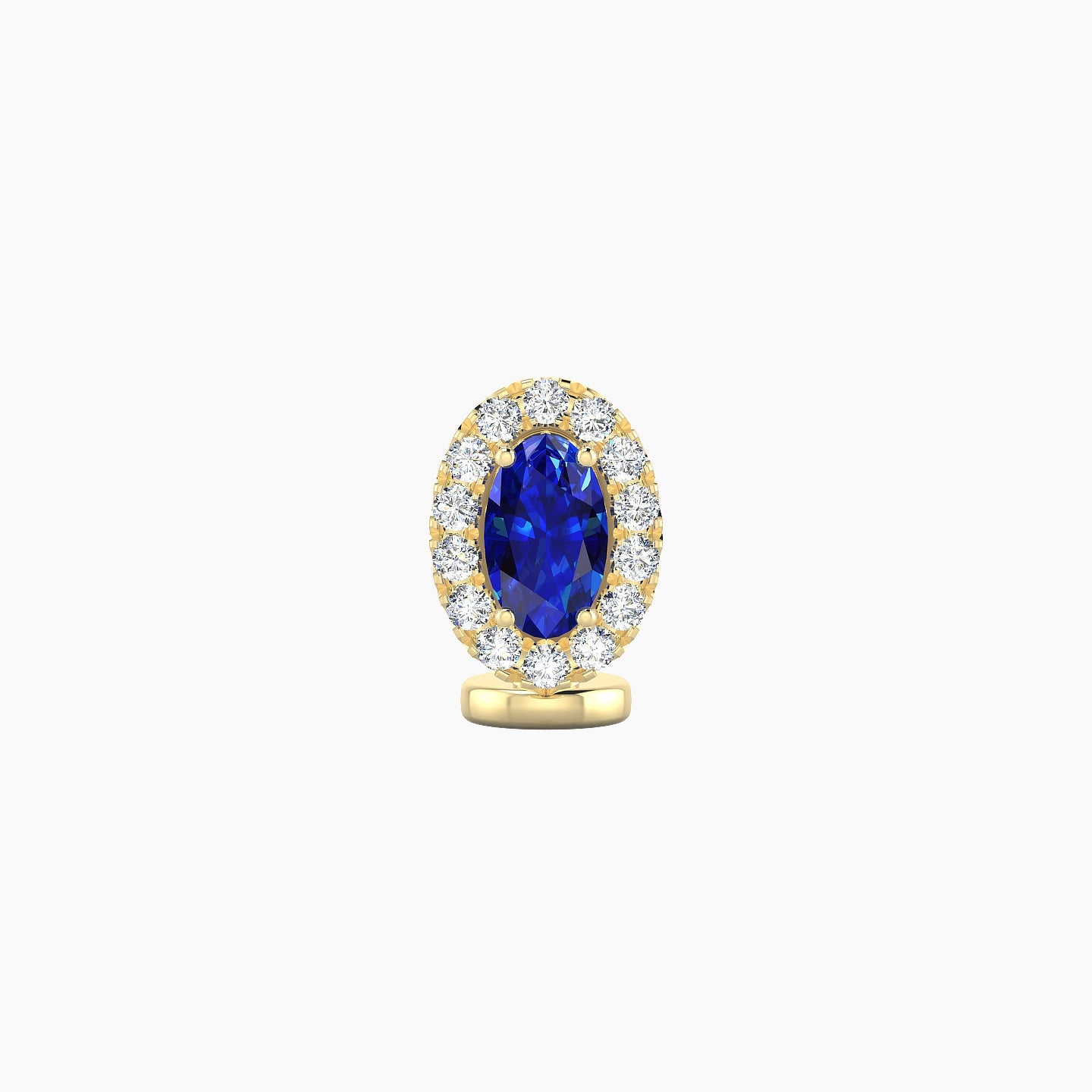 Eirene | 18k Yellow Gold 6 mm 7.5 mm Halo Oval Sapphire & Diamond Floating Navel Piercing