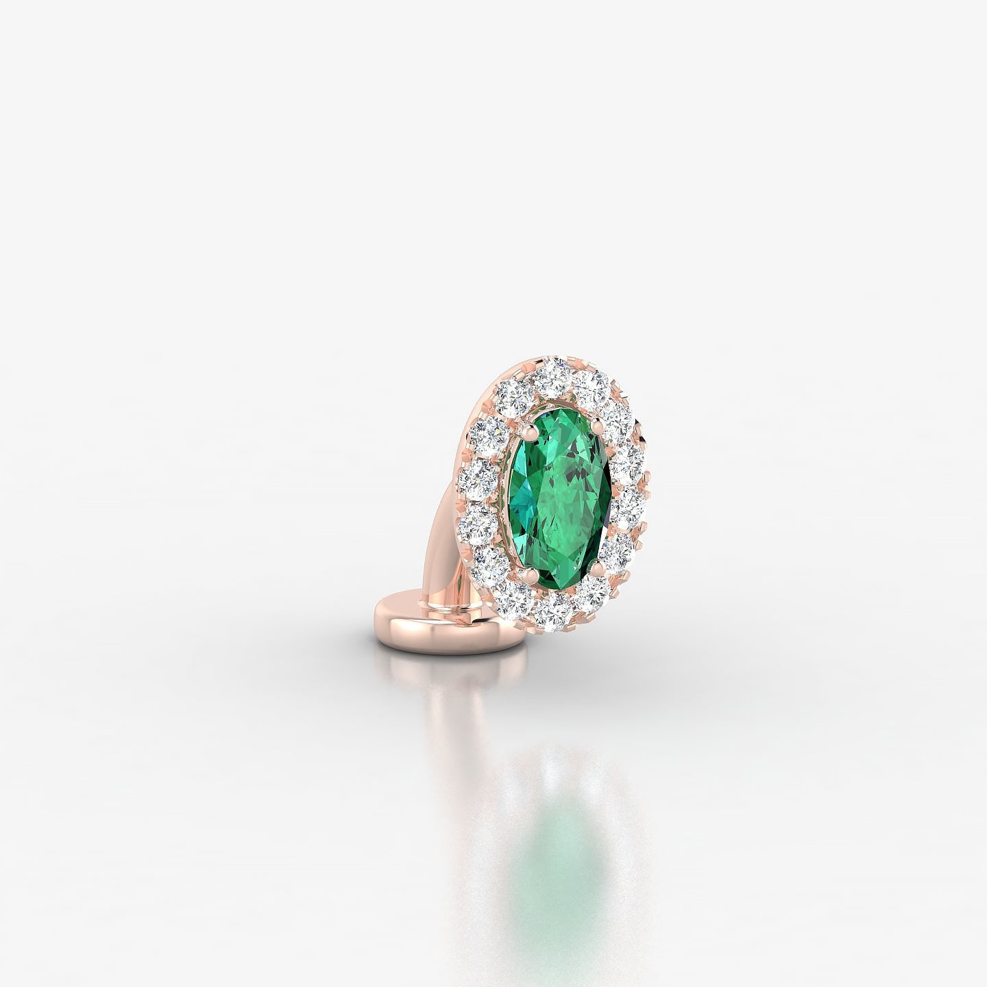 Eirene | 18k Rose Gold 6 mm 7.5 mm Halo Oval Emerald & Diamond Floating Navel Piercing