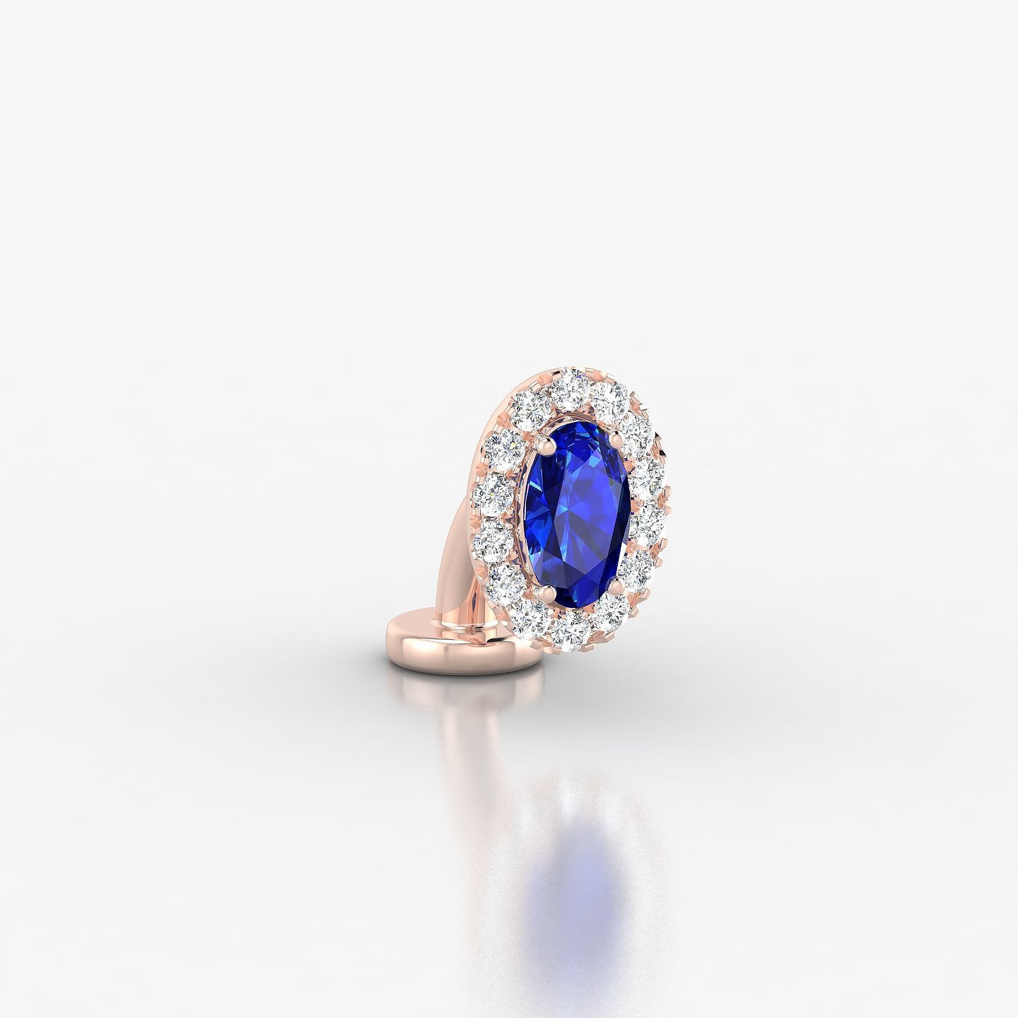 Eirene | 18k Rose Gold 6 mm 7.5 mm Halo Oval Sapphire & Diamond Floating Navel Piercing