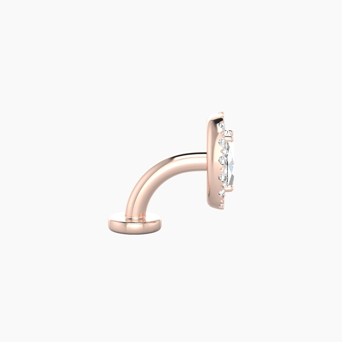 Eirene | 18k Rose Gold 7.5 mm 6 mm Halo Oval Diamond Floating Navel Piercing