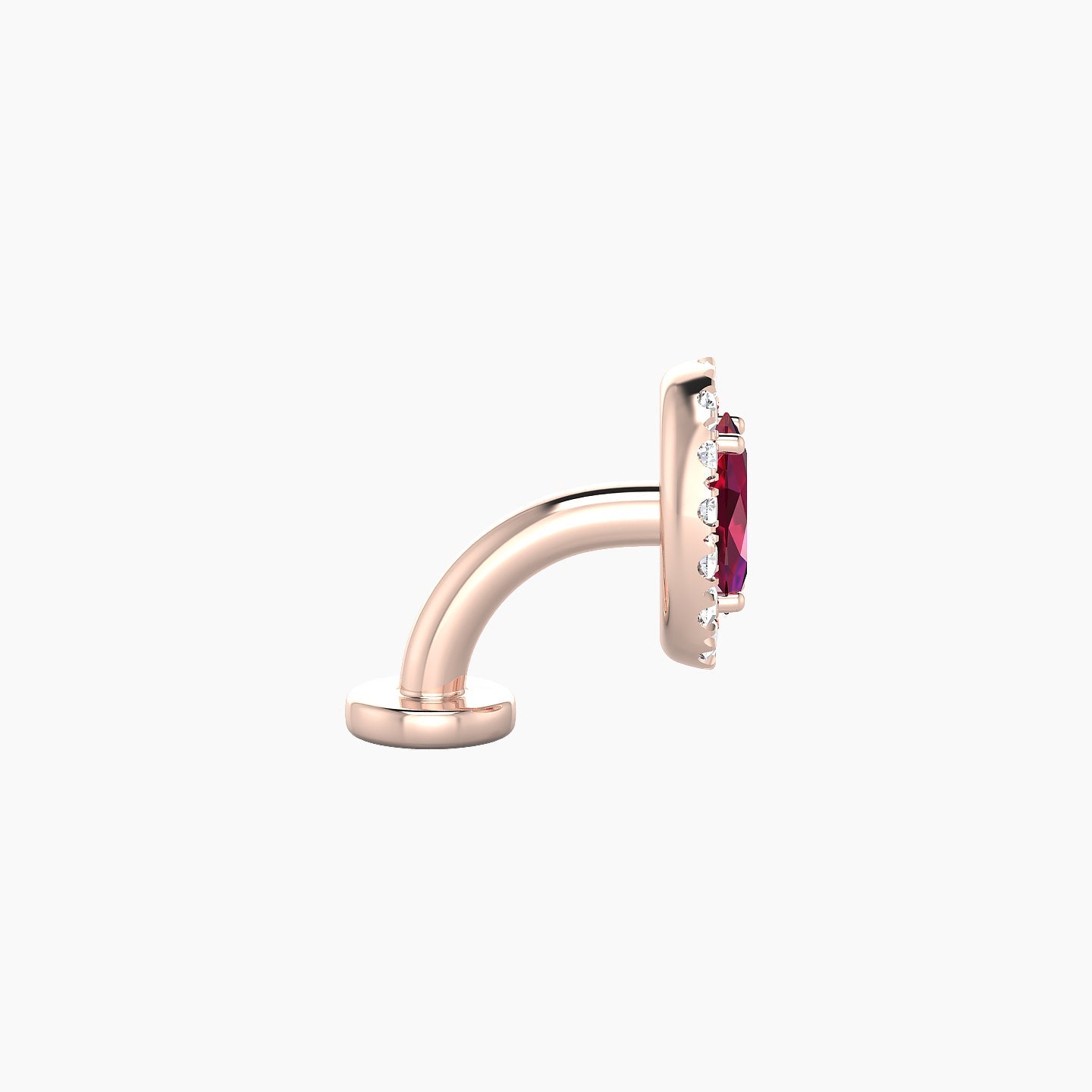 Eirene | 18k Rose Gold 6 mm 7.5 mm Halo Oval Ruby & Diamond Floating Navel Piercing