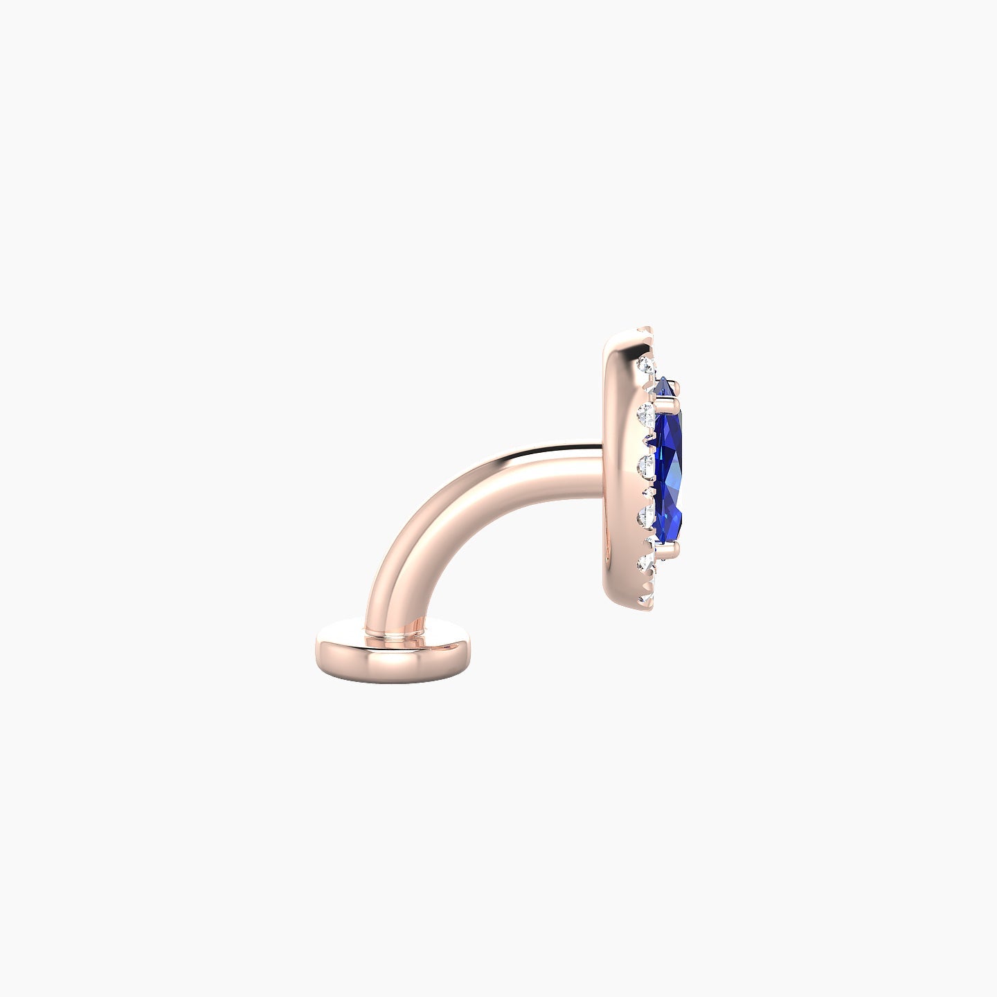 Eirene | 18k Rose Gold 6 mm 7.5 mm Halo Oval Sapphire & Diamond Floating Navel Piercing