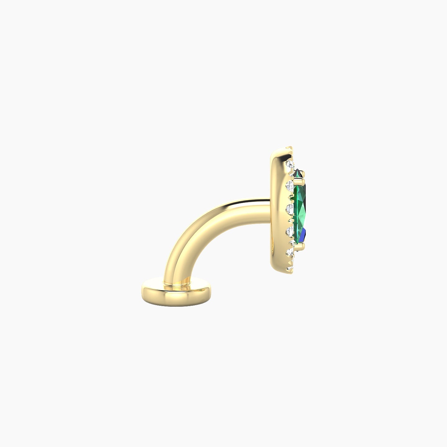 Eirene | 18k Yellow Gold 6 mm 7.5 mm Halo Oval Emerald & Diamond Floating Navel Piercing