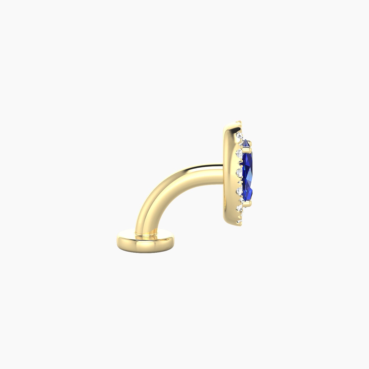 Eirene | 18k Yellow Gold 6 mm 7.5 mm Halo Oval Sapphire & Diamond Floating Navel Piercing