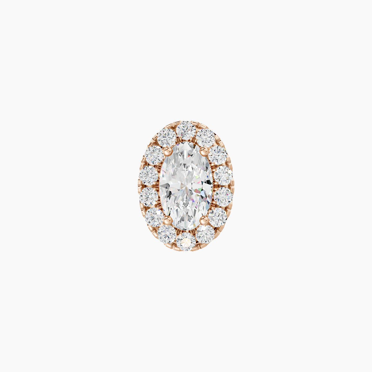 Eirene | 18k Rose Gold 7.5 mm 6.5 mm Halo Oval Diamond Piercing