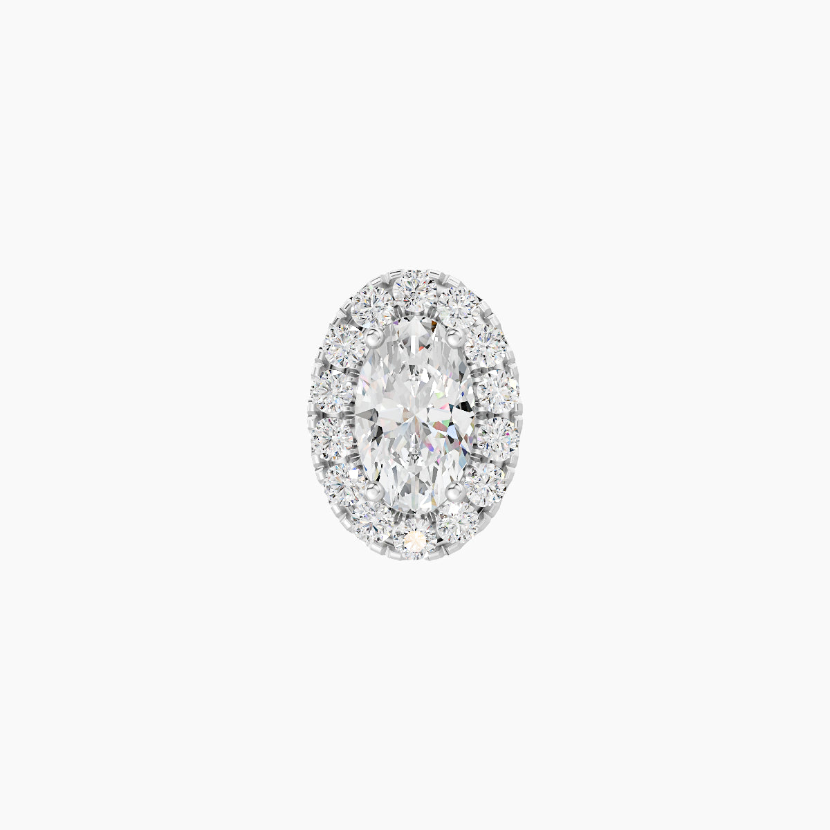 Eirene | 18k White Gold 7.5 mm 6.5 mm Halo Oval Diamond Piercing