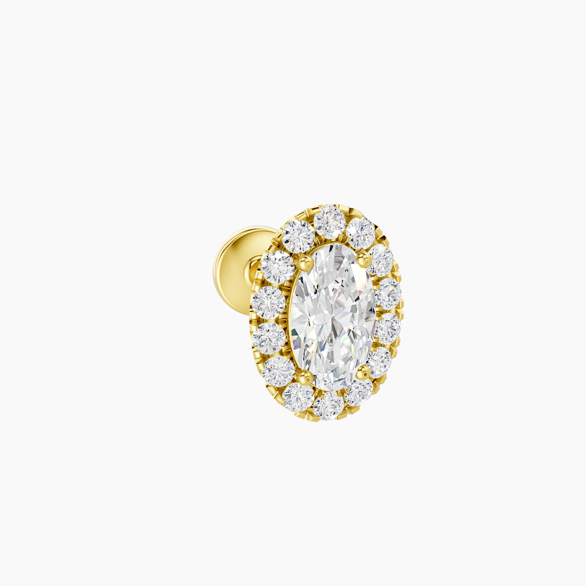 Eirene | 18k Yellow Gold 7.5 mm 6.5 mm Halo Oval Diamond Piercing