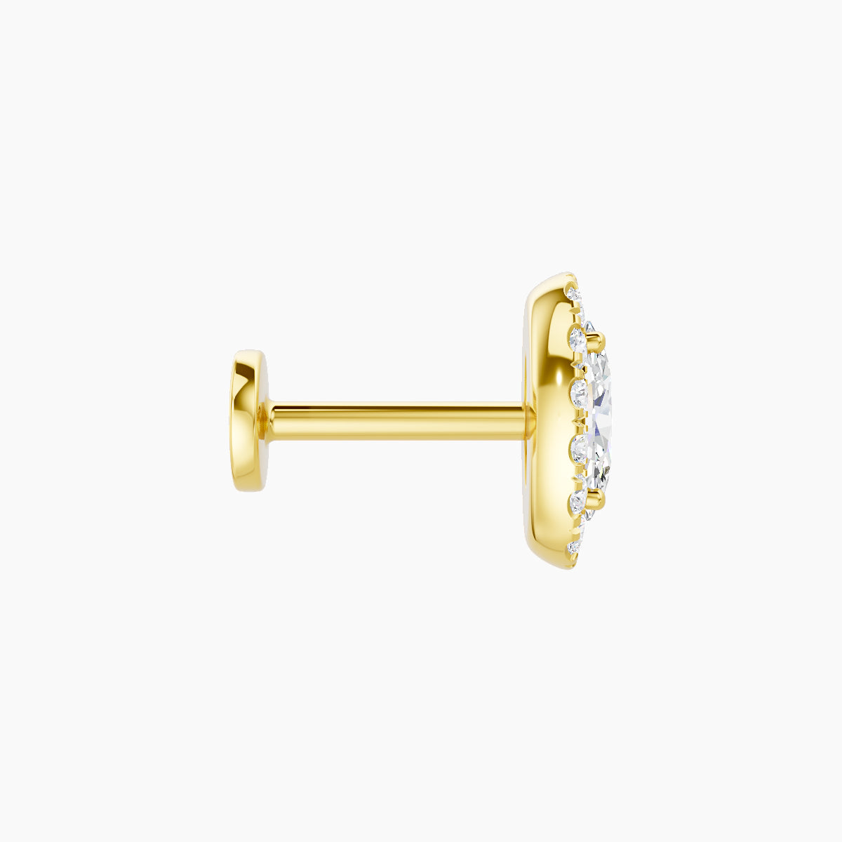 Eirene | 18k Yellow Gold 7.5 mm 6.5 mm Halo Oval Diamond Piercing