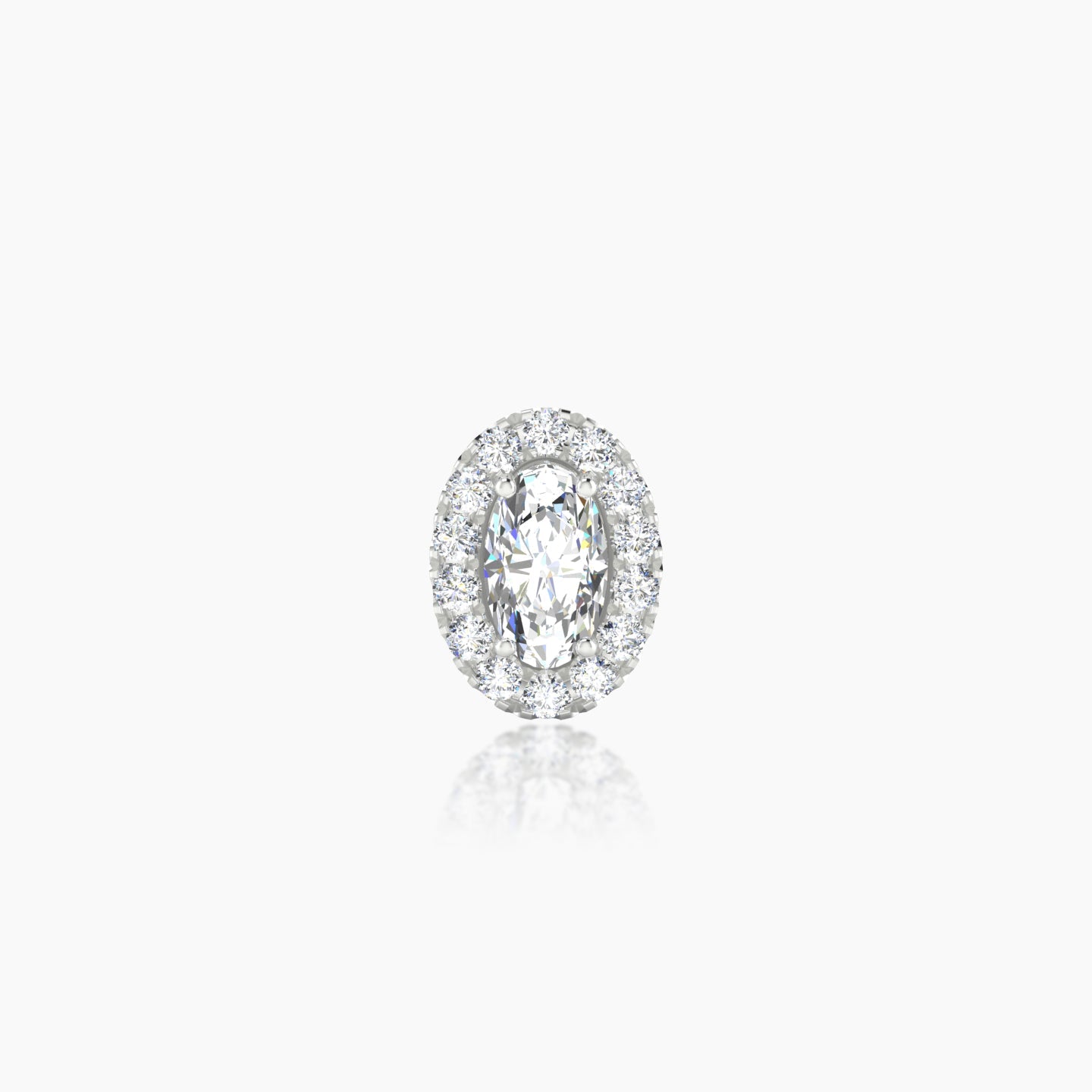 Eirene | 18k White Gold 7.5 mm 6.5 mm Halo Oval Diamond Piercing