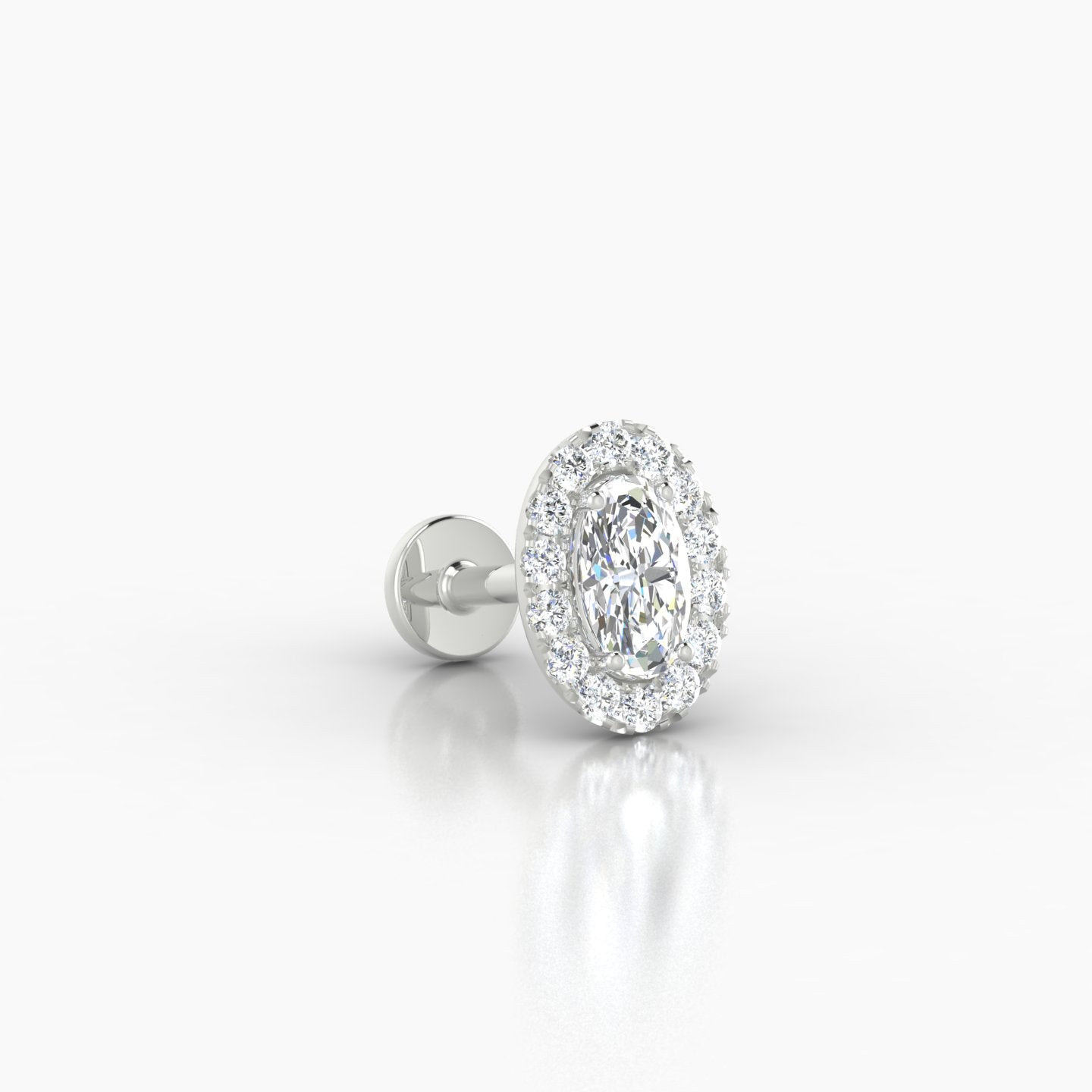 Eirene | 18k White Gold 7.5 mm 6.5 mm Halo Oval Diamond Piercing