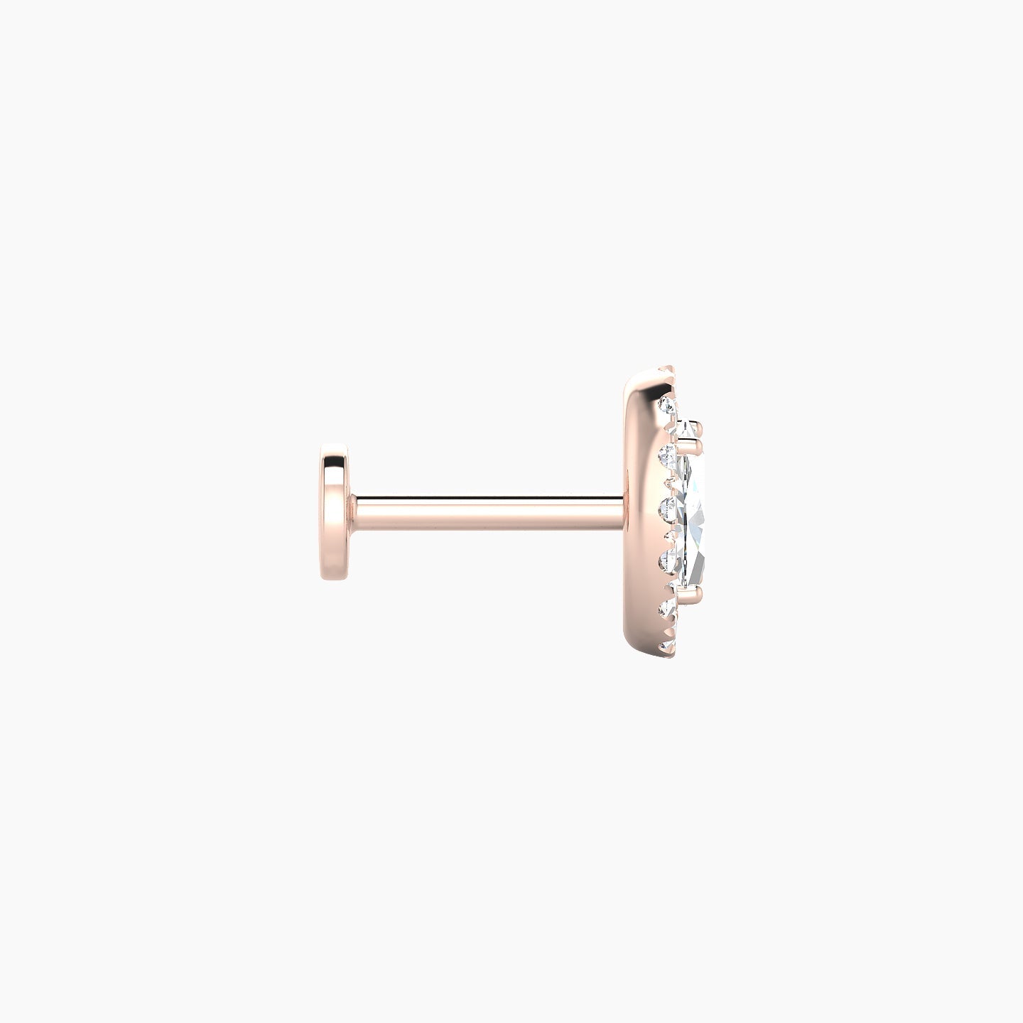 Eirene | 18k Rose Gold 7.5 mm 6.5 mm Halo Oval Diamond Piercing