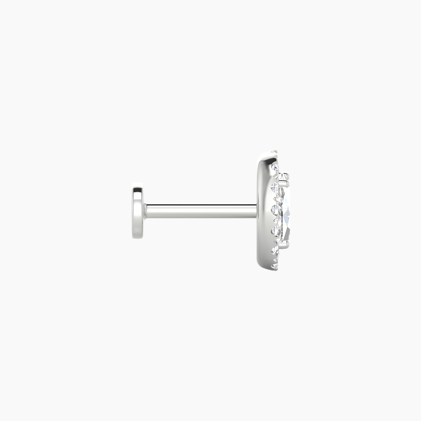 Eirene | 18k White Gold 7.5 mm 6.5 mm Halo Oval Diamond Piercing