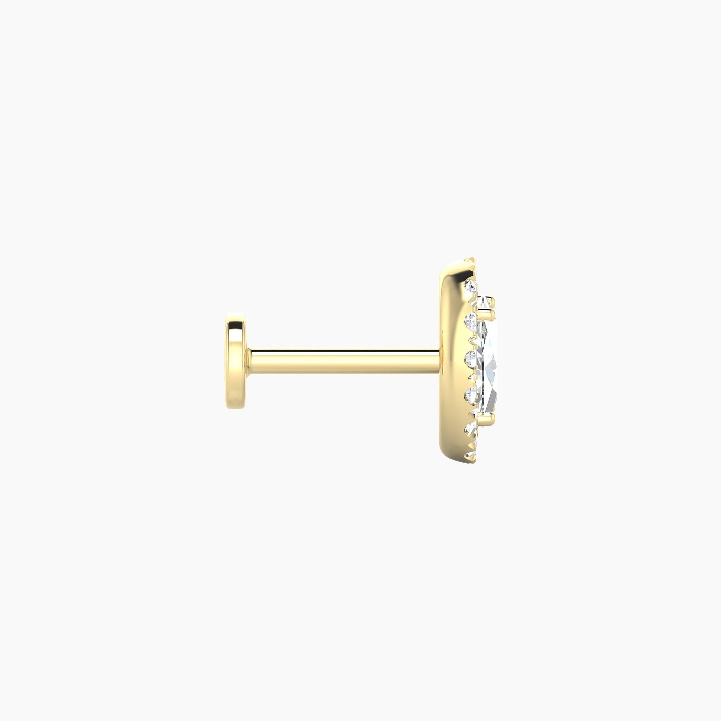 Eirene | 18k Yellow Gold 7.5 mm 6.5 mm Halo Oval Diamond Piercing