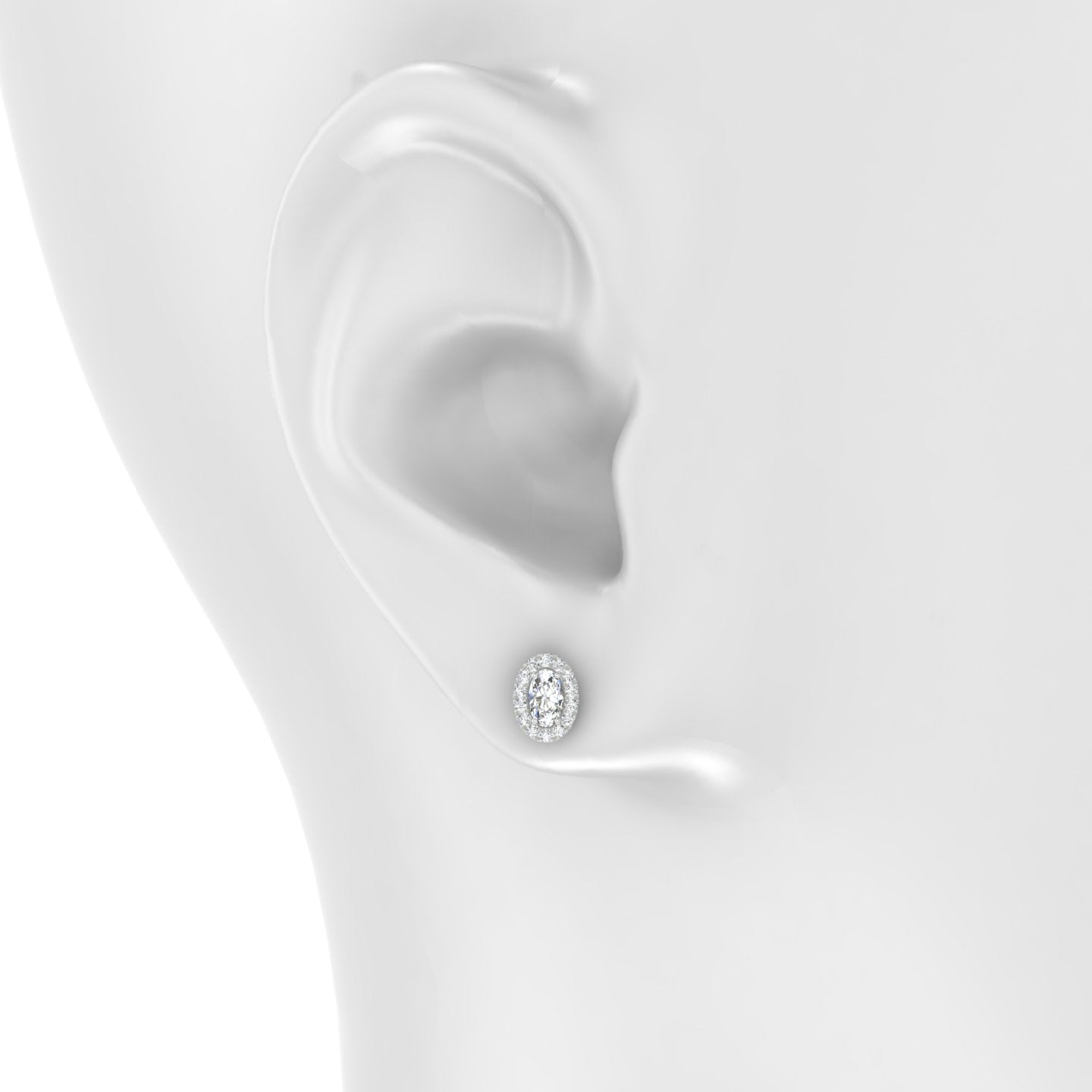 Eirene | 18k White Gold 7.5 mm 6.5 mm Halo Oval Diamond Piercing