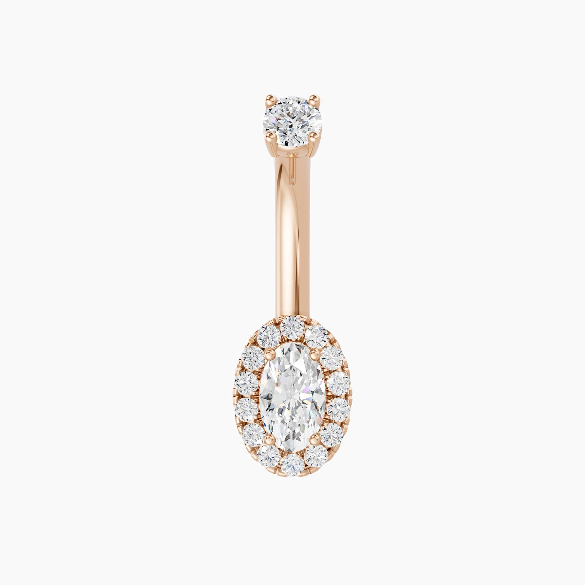 Eirene | 18k Rose Gold 7.5 mm 8 mm Halo Oval Diamond Belly Piercing