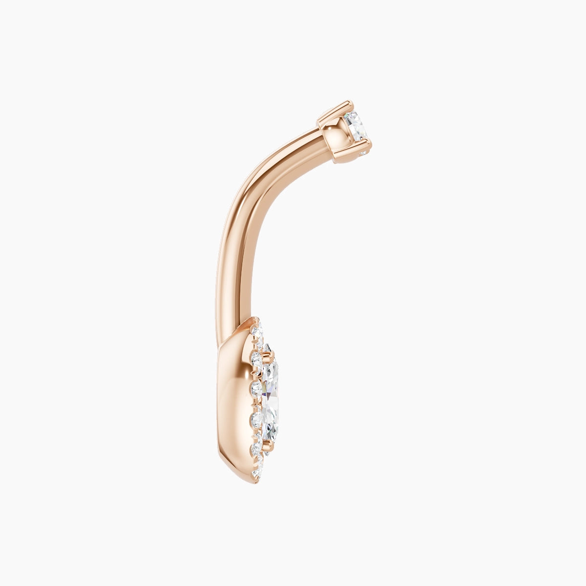 Eirene | 18k Rose Gold 7.5 mm 8 mm Halo Oval Diamond Belly Piercing