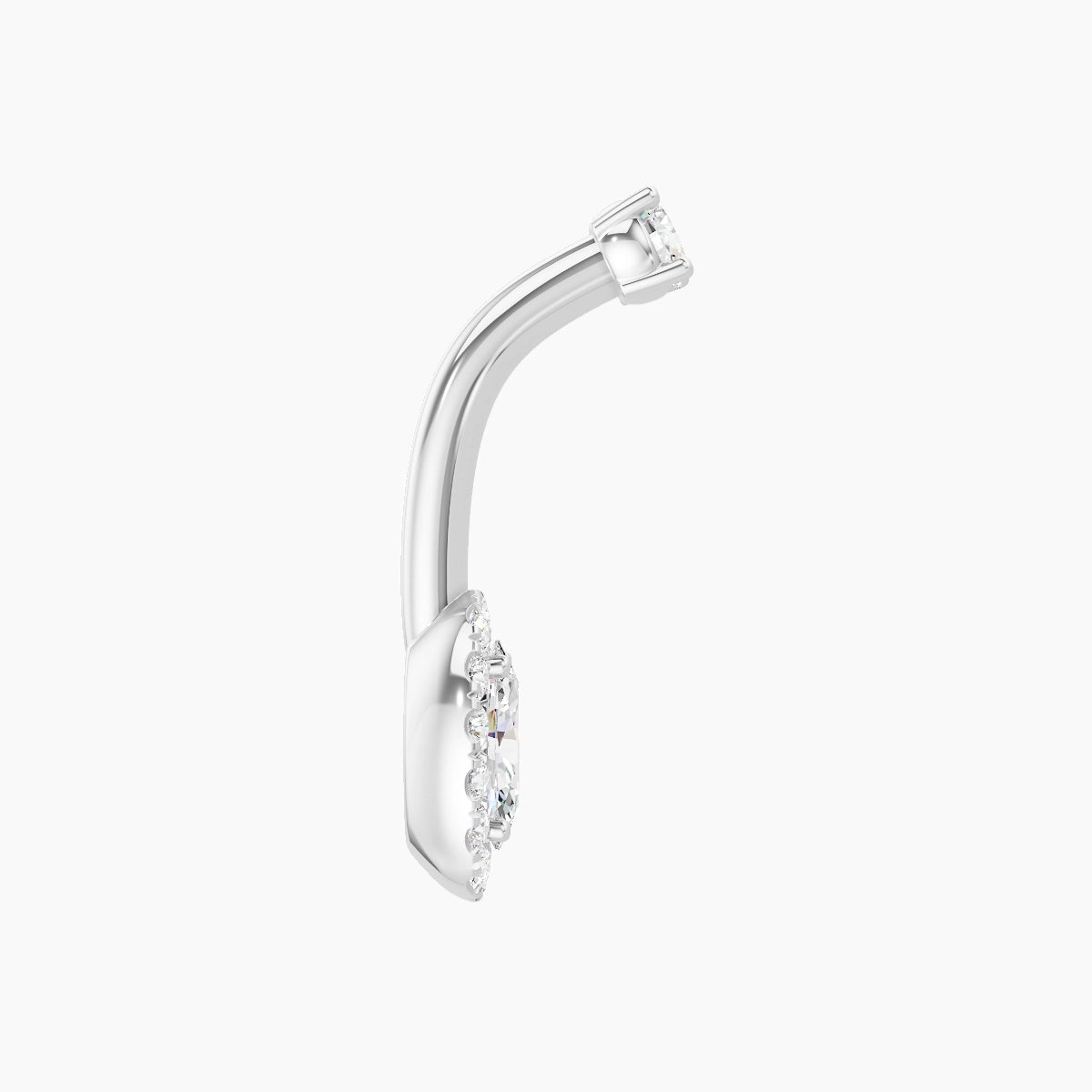 Eirene | 18k White Gold 7.5 mm 8 mm Halo Oval Diamond Belly Piercing