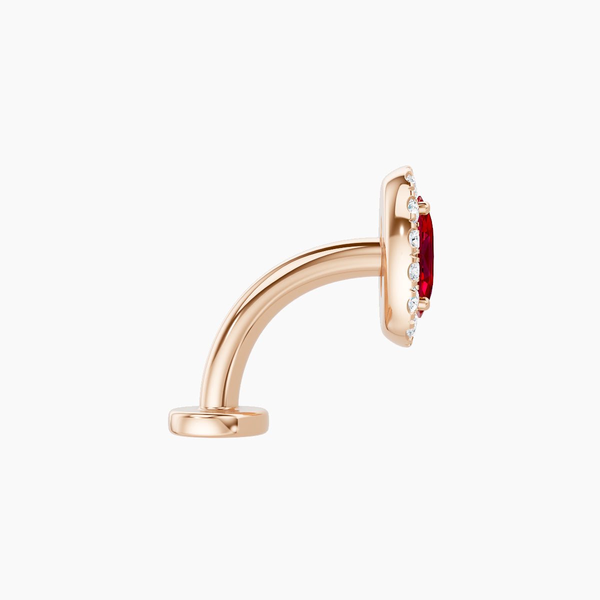 Eirene | 18k Rose Gold 8 mm 7.5 mm Halo Oval Ruby & Diamond Floating Navel Piercing
