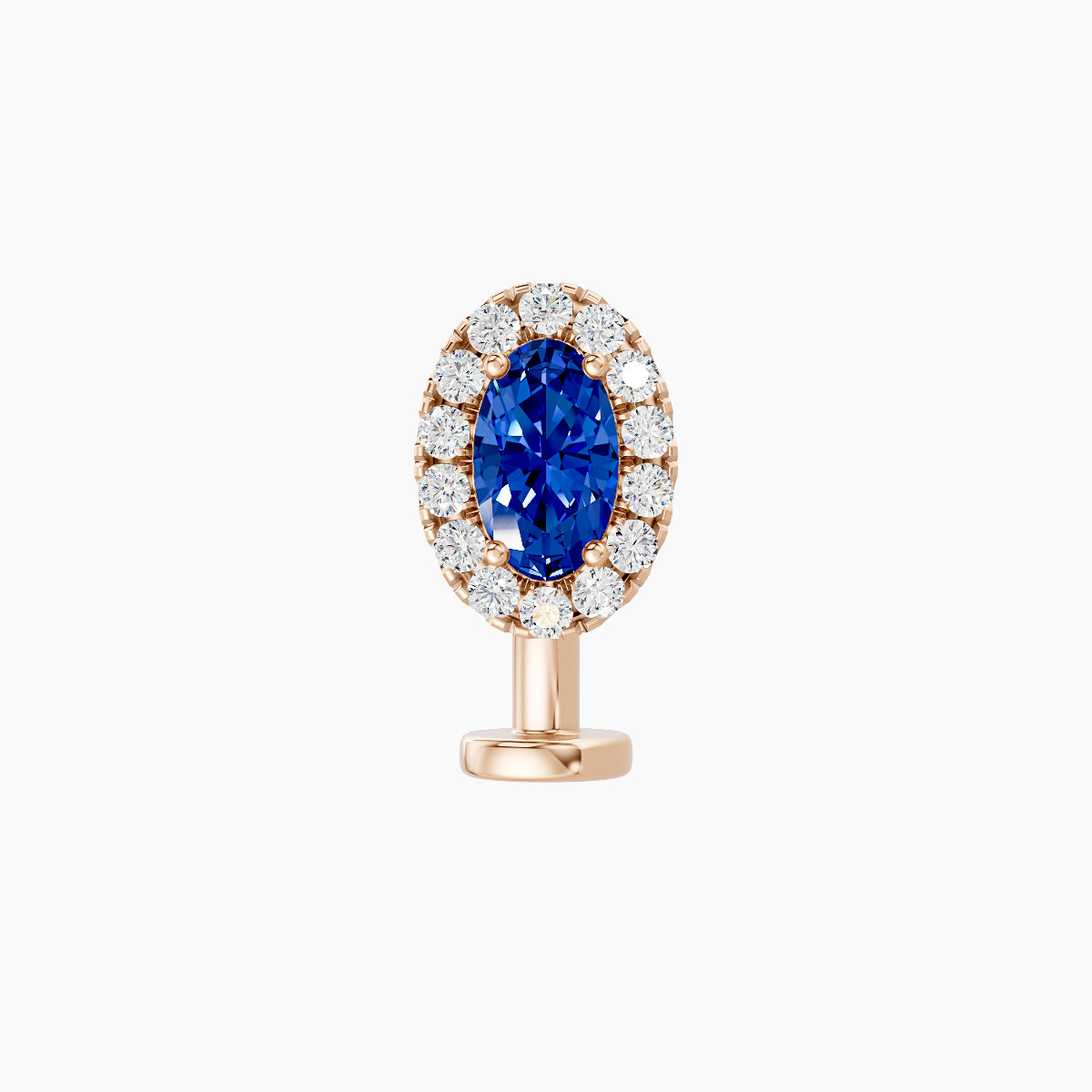 Eirene | 18k Rose Gold 8 mm 7.5 mm Halo Oval Sapphire & Diamond Floating Navel Piercing