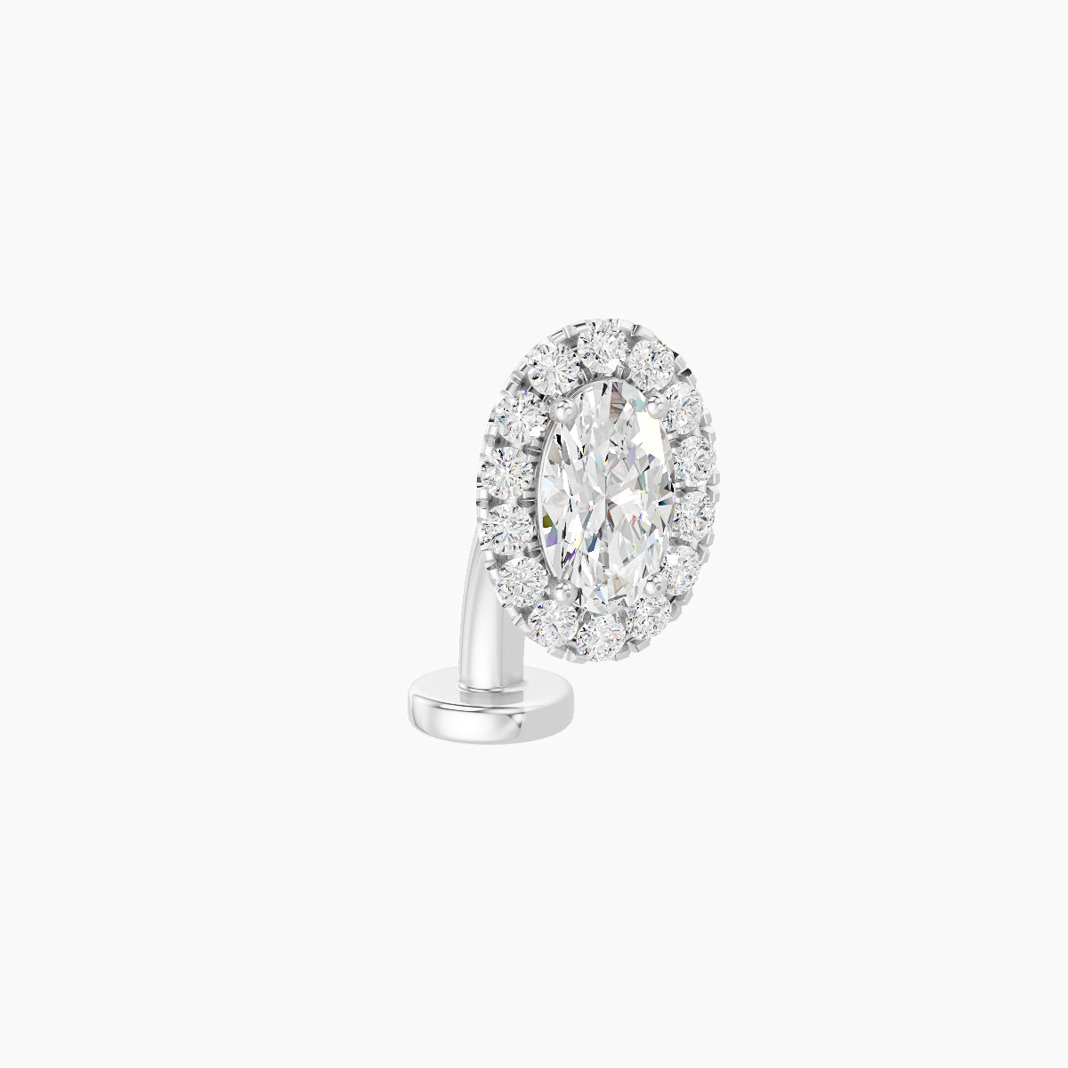 Eirene | 18k White Gold 7.5 mm 8 mm Halo Oval Diamond Floating Navel Piercing