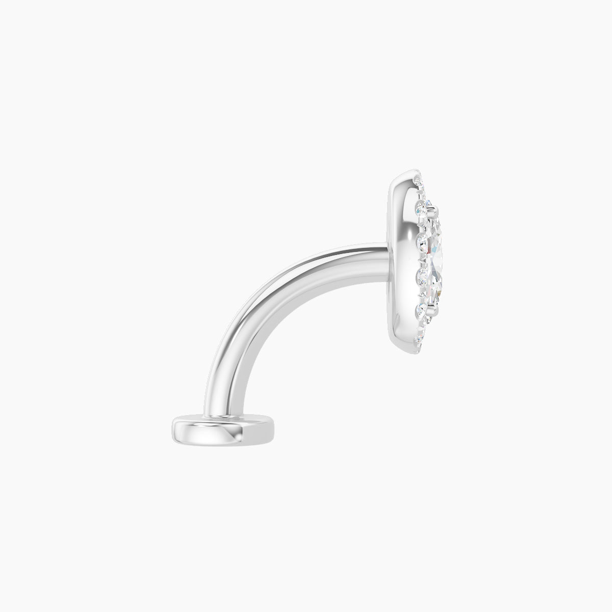 Eirene | 18k White Gold 7.5 mm 8 mm Halo Oval Diamond Floating Navel Piercing