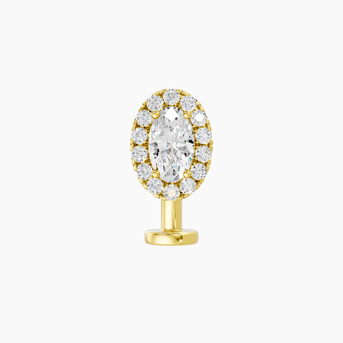 Eirene | 18k Yellow Gold 7.5 mm 8 mm Halo Oval Diamond Floating Navel Piercing
