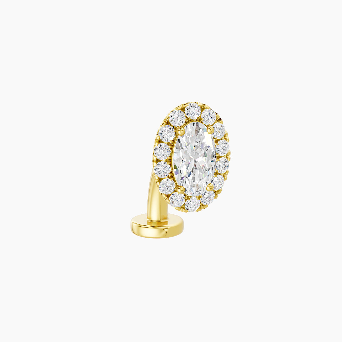 Eirene | 18k Yellow Gold 7.5 mm 8 mm Halo Oval Diamond Floating Navel Piercing