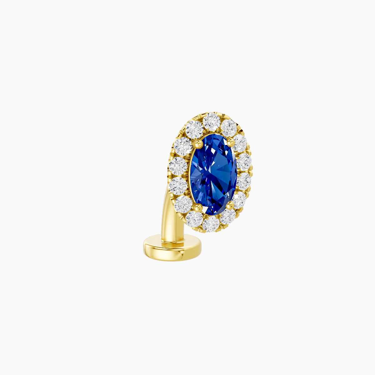 Eirene | 18k Yellow Gold 8 mm 7.5 mm Halo Oval Sapphire & Diamond Floating Navel Piercing
