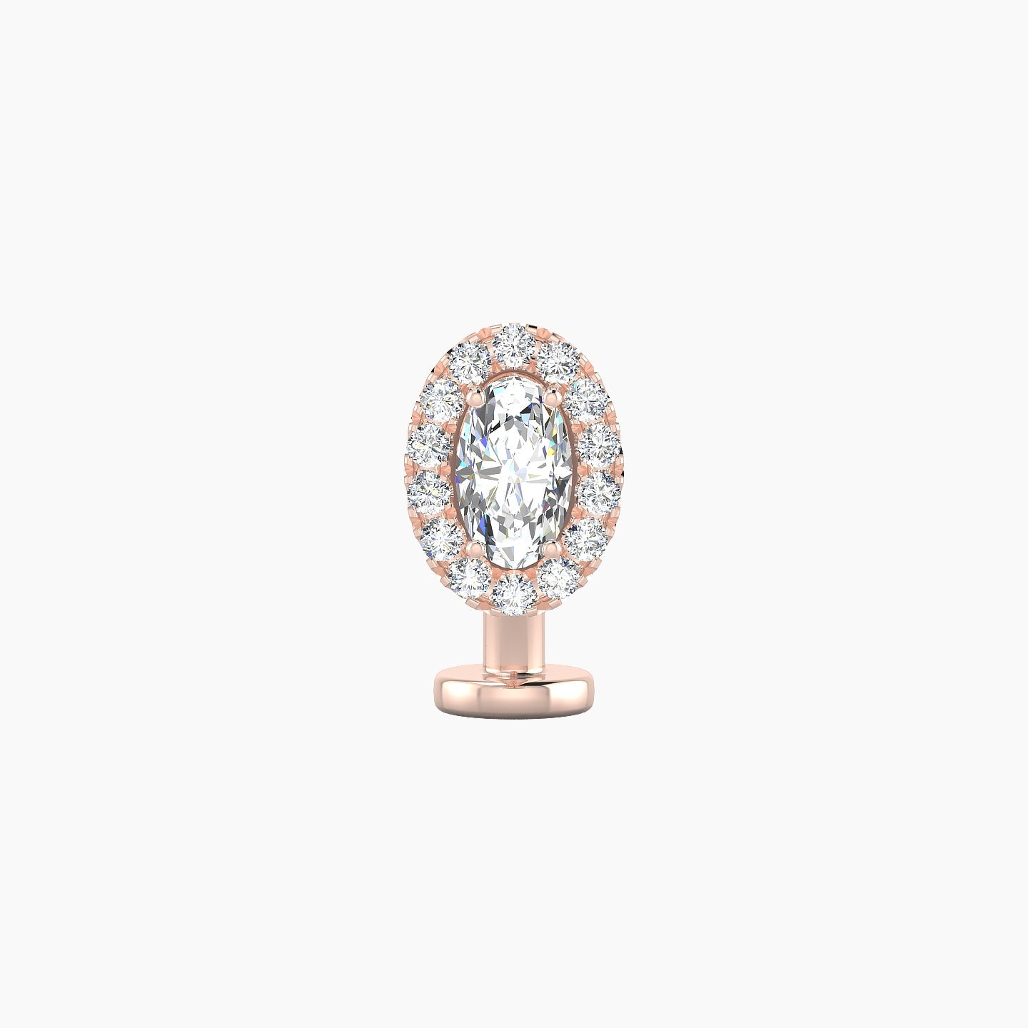 Eirene | 18k Rose Gold 7.5 mm 8 mm Halo Oval Diamond Floating Navel Piercing