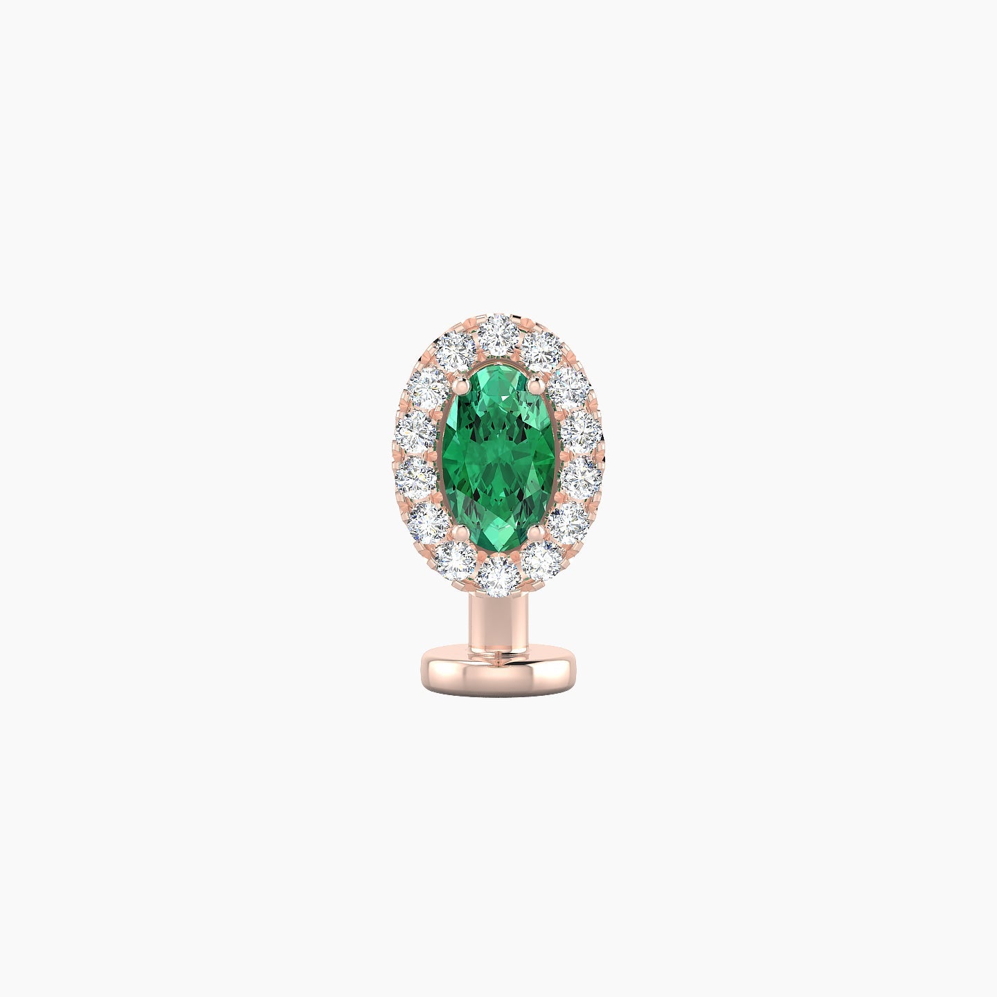 Eirene | 18k Rose Gold 8 mm 7.5 mm Halo Oval Emerald & Diamond Floating Navel Piercing