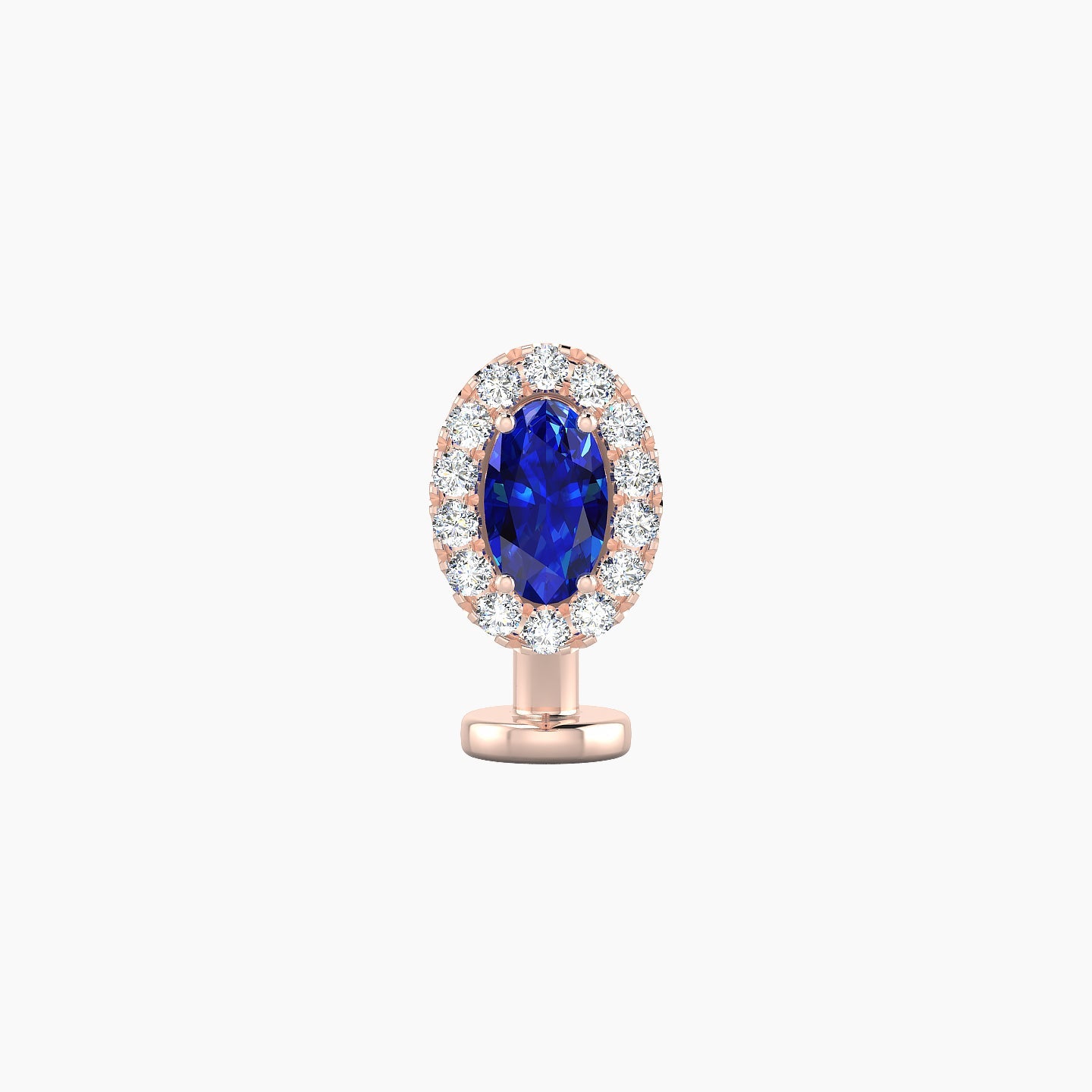 Eirene | 18k Rose Gold 8 mm 7.5 mm Halo Oval Sapphire & Diamond Floating Navel Piercing