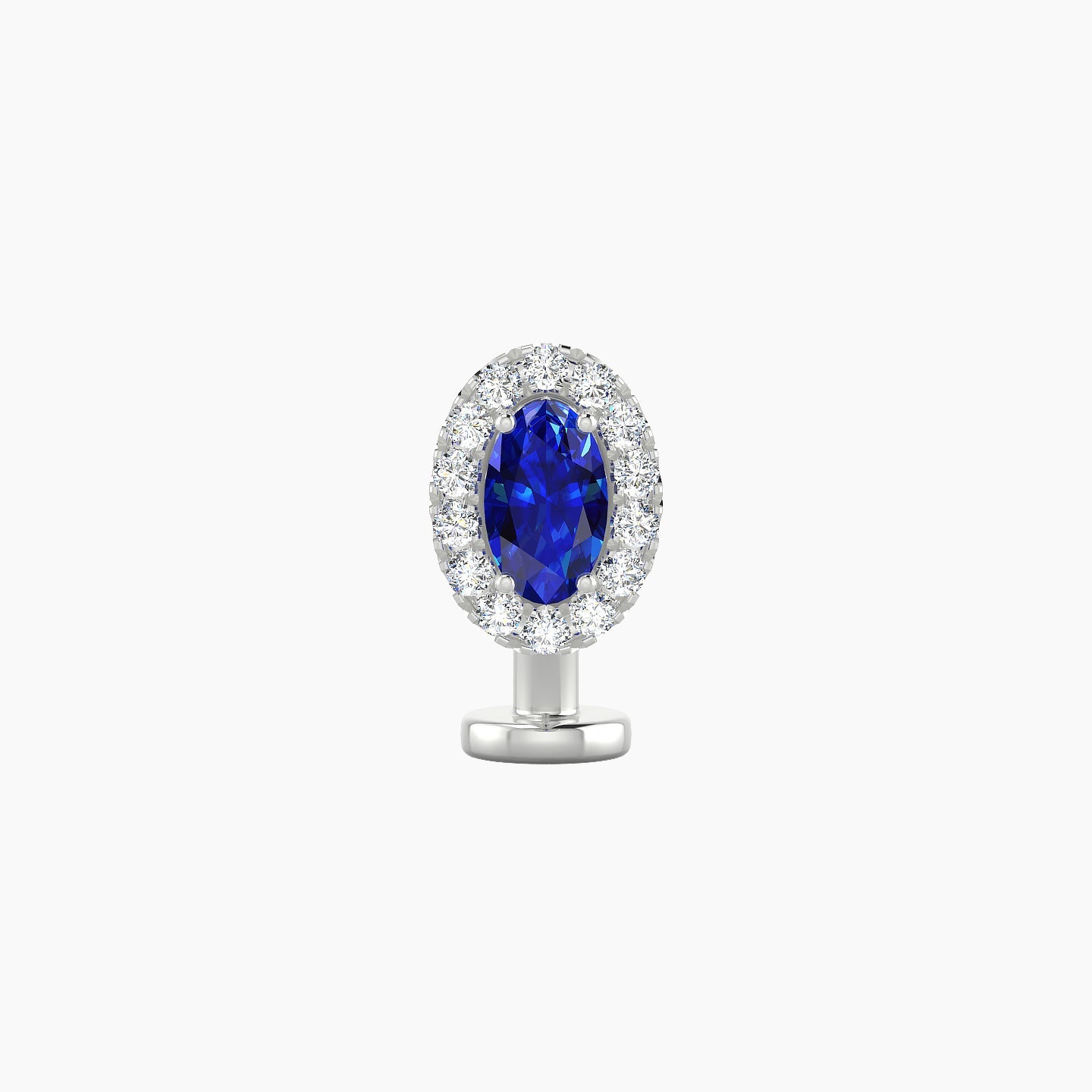 Eirene | 18k White Gold 8 mm 7.5 mm Halo Oval Sapphire & Diamond Floating Navel Piercing