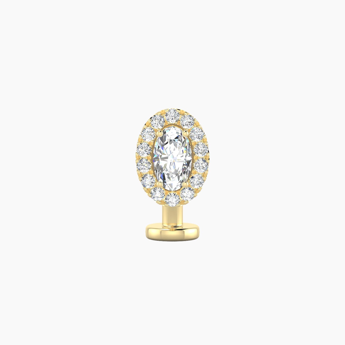 Eirene | 18k Yellow Gold 7.5 mm 8 mm Halo Oval Diamond Floating Navel Piercing