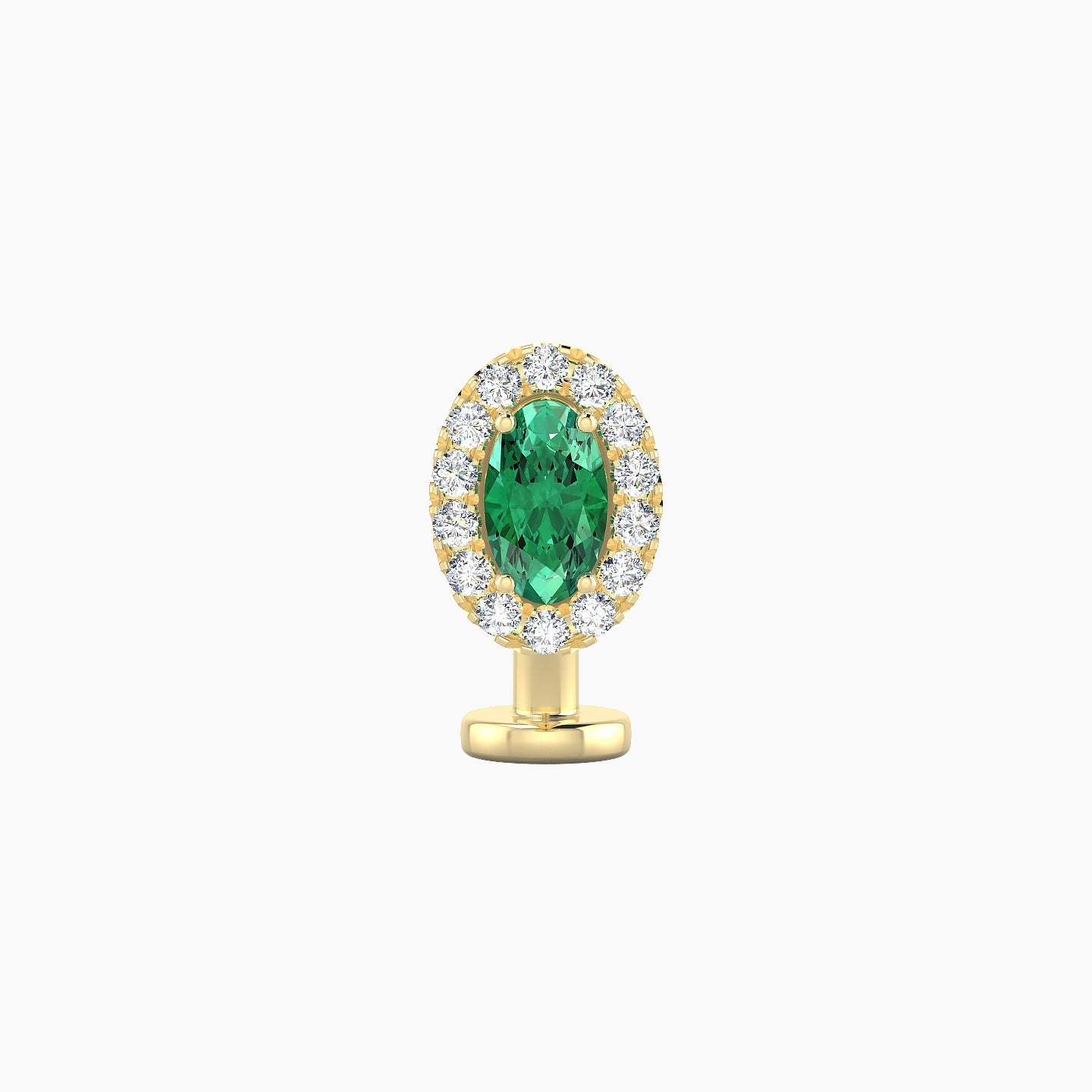 Eirene | 18k Yellow Gold 8 mm 7.5 mm Halo Oval Emerald & Diamond Floating Navel Piercing