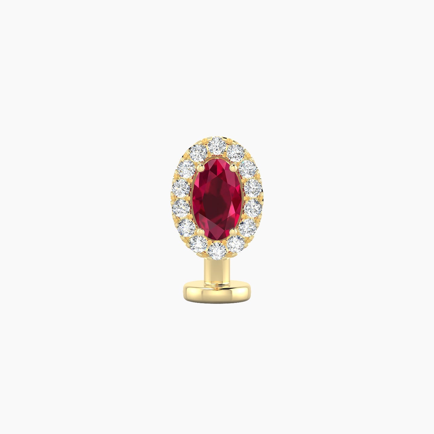 Eirene | 18k Yellow Gold 8 mm 7.5 mm Halo Oval Ruby & Diamond Floating Navel Piercing