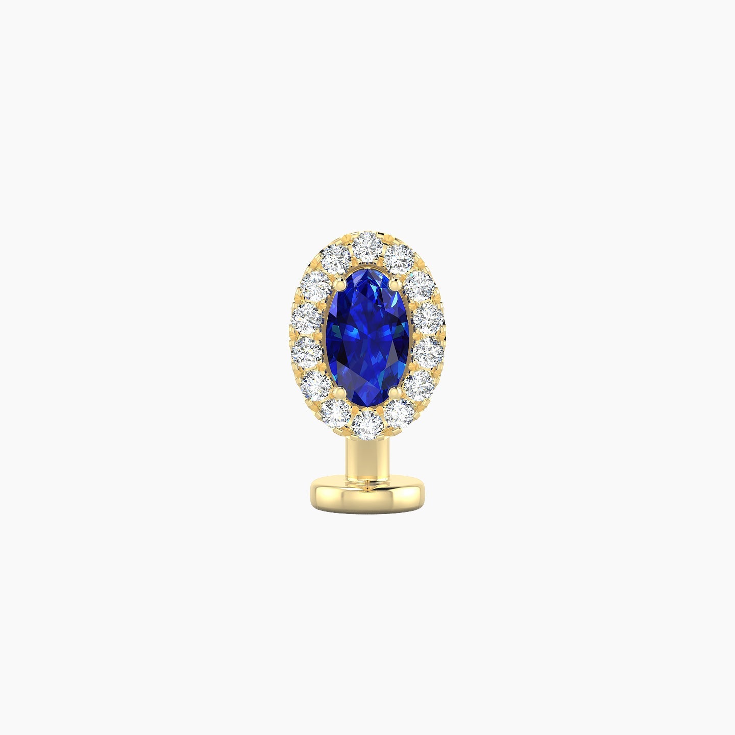 Eirene | 18k Yellow Gold 8 mm 7.5 mm Halo Oval Sapphire & Diamond Floating Navel Piercing